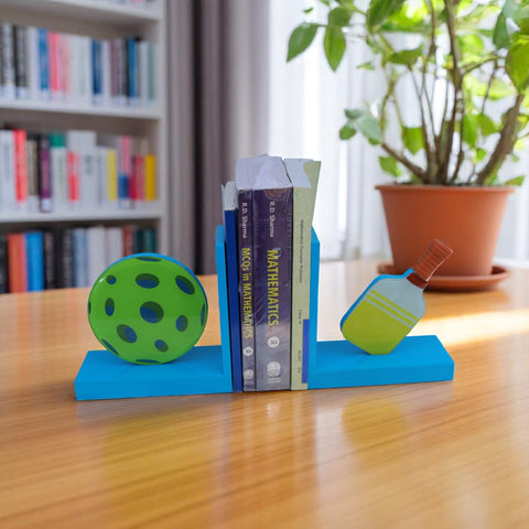 Premium Glass Bookends with Pickle Ball Design