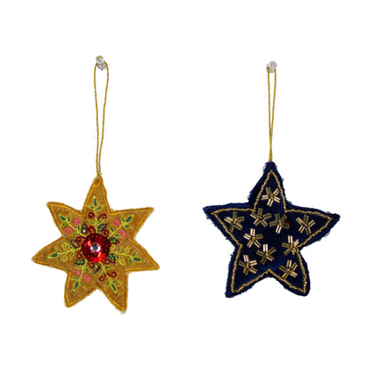 Set of 2 Star Shaped Christmas Ornament