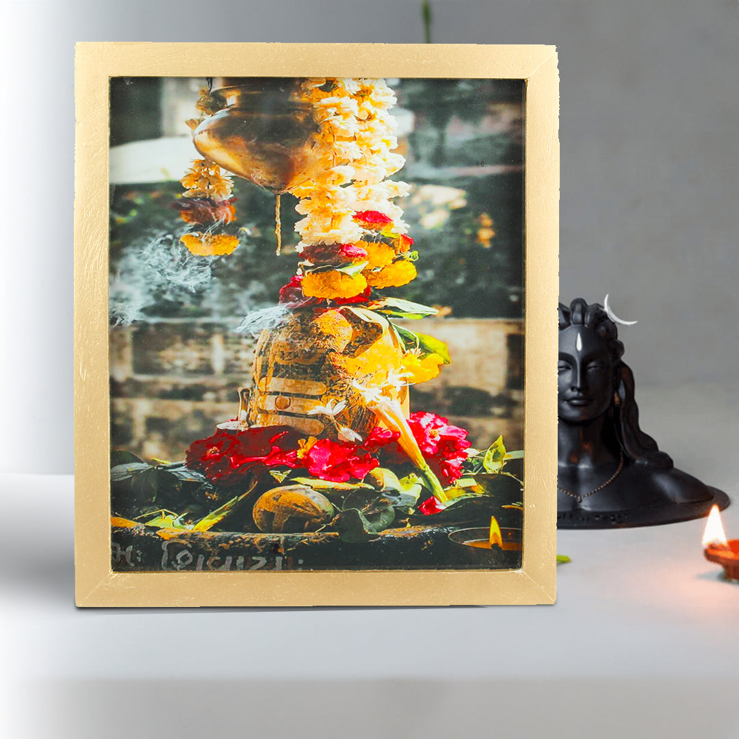 Divine Shiva Lingam Gold-Framed Wall Art