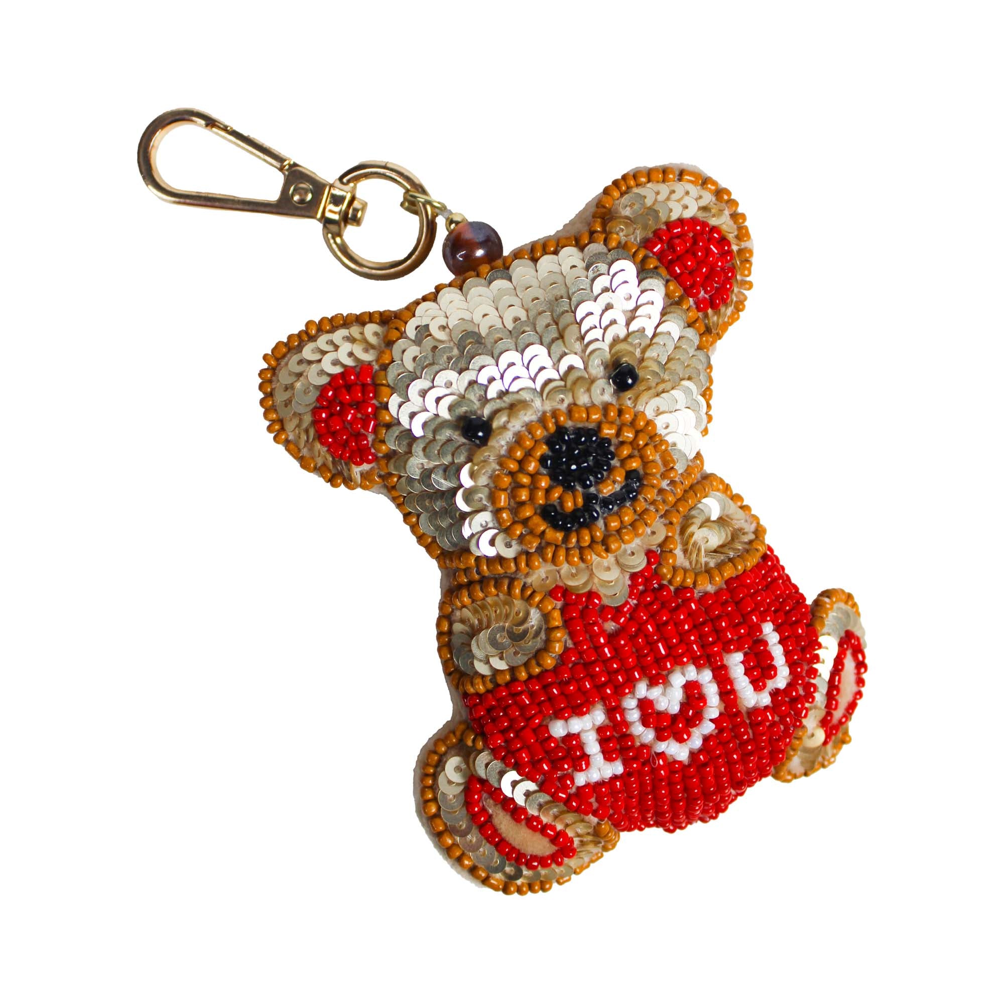 Sequin Work Teddy Bear Shaped Bag Charm