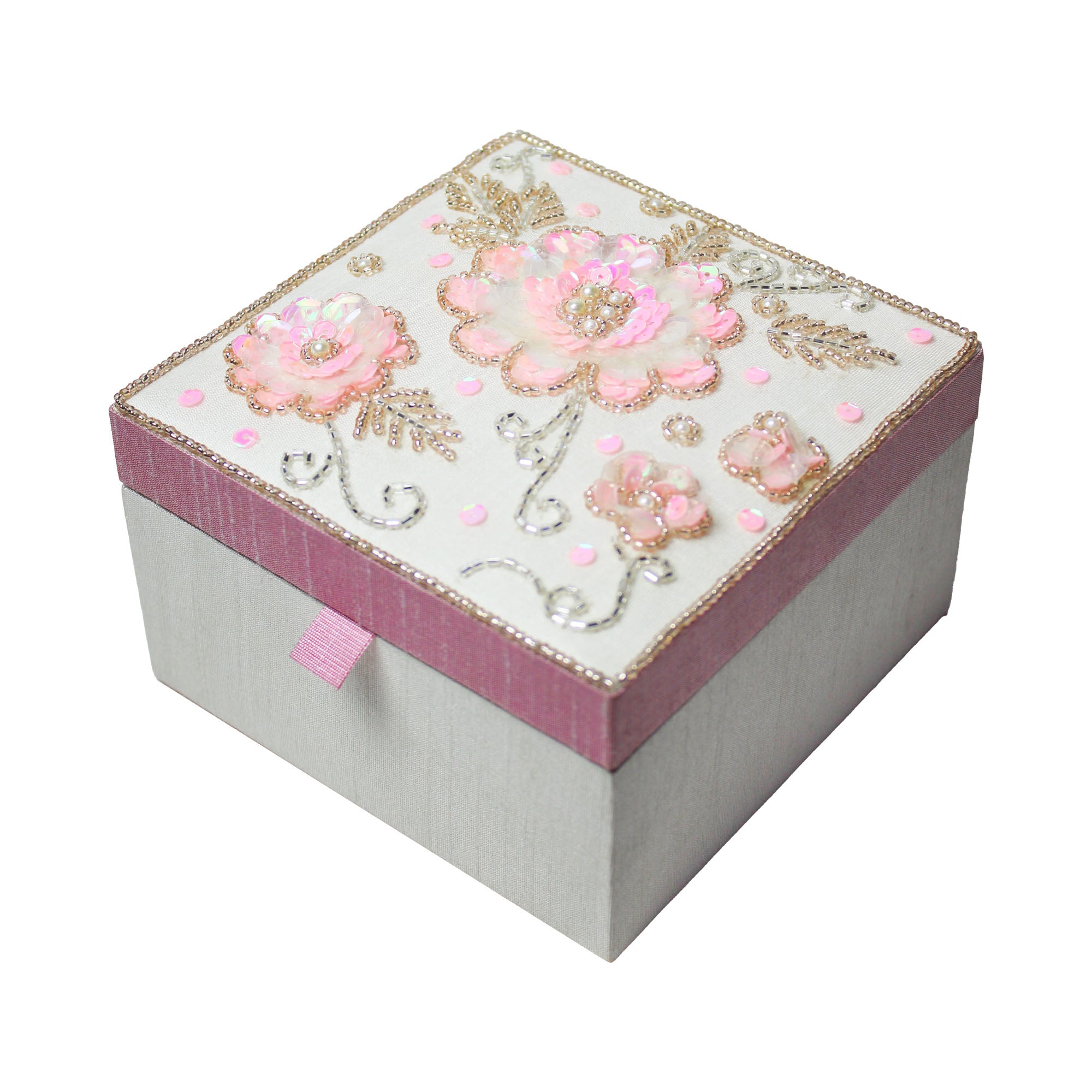 Fabric, Glass Beads & Glass Utility Box