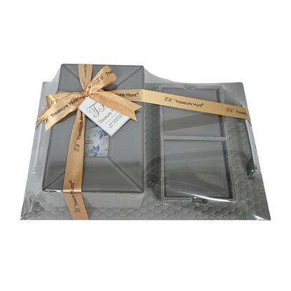 Grey Leatherite Hamper Set of 3