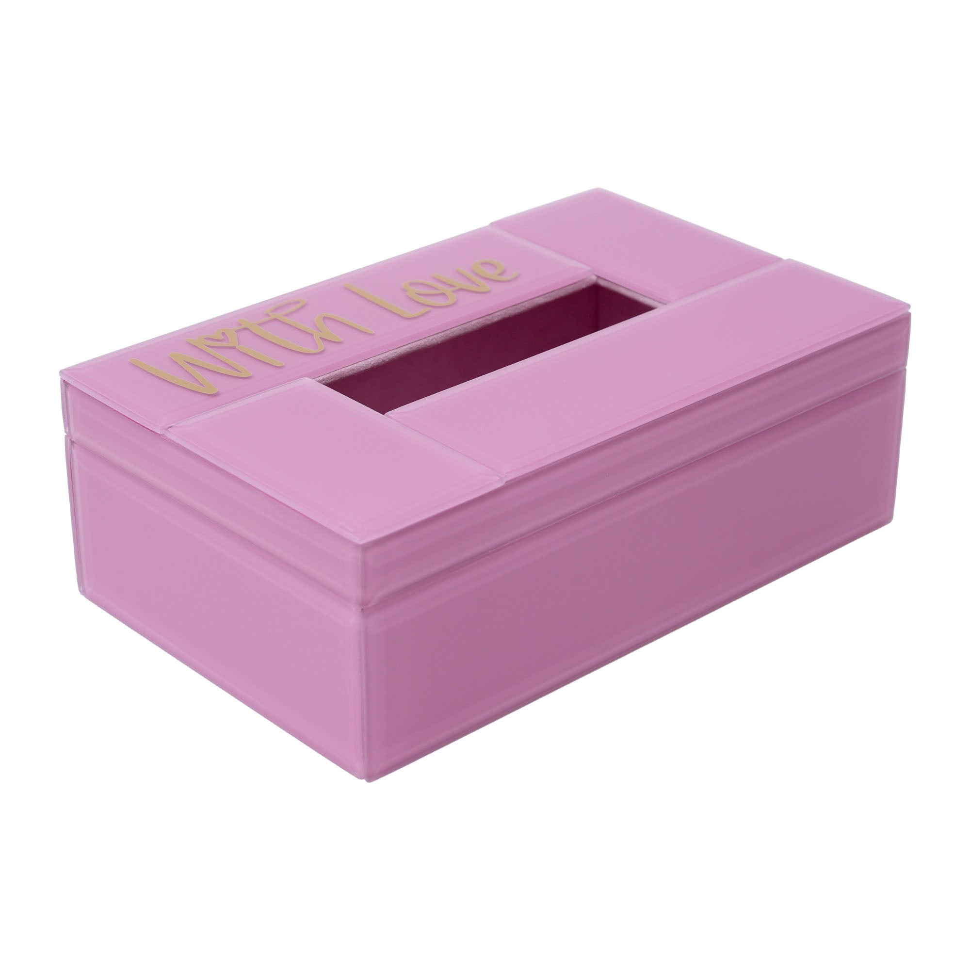 Pink Lacquered Glass Tissue Box