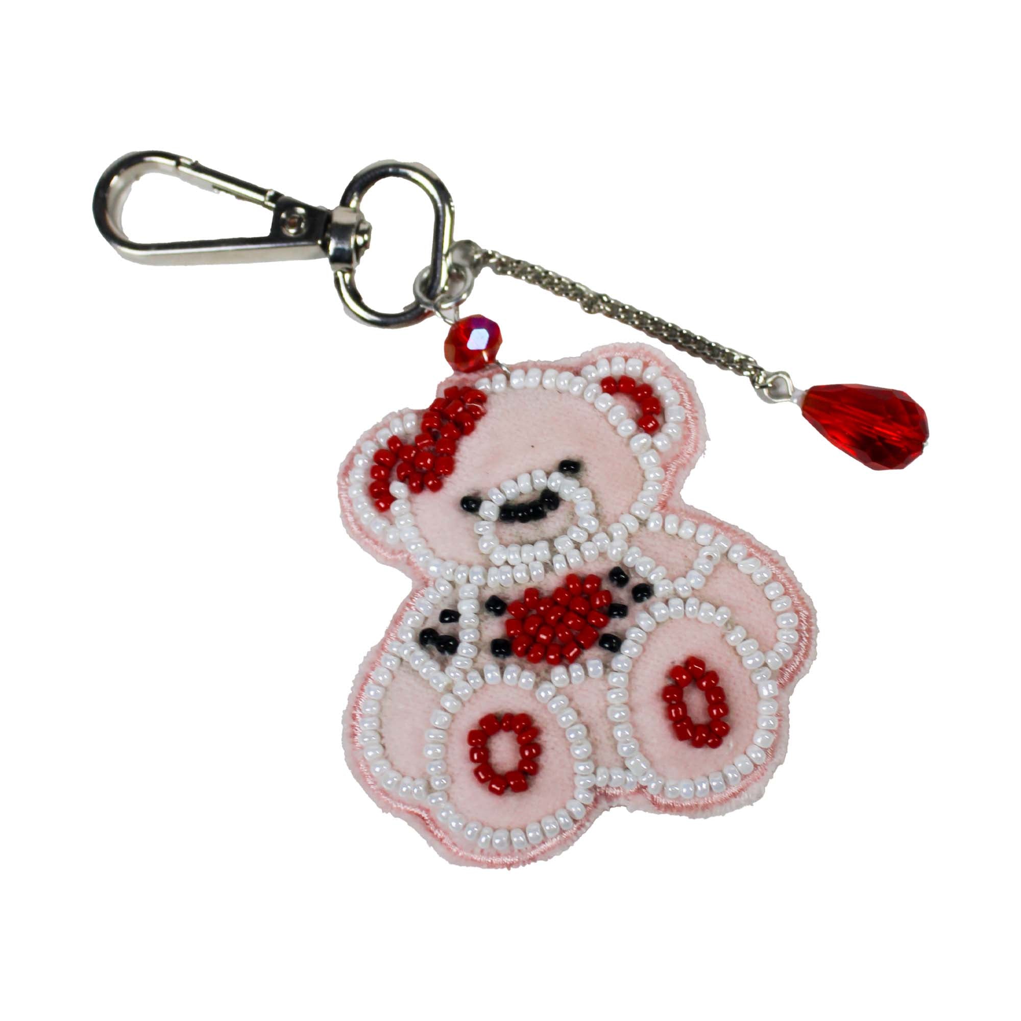 Beaded Teddy Bear Shaped Bag Charm
