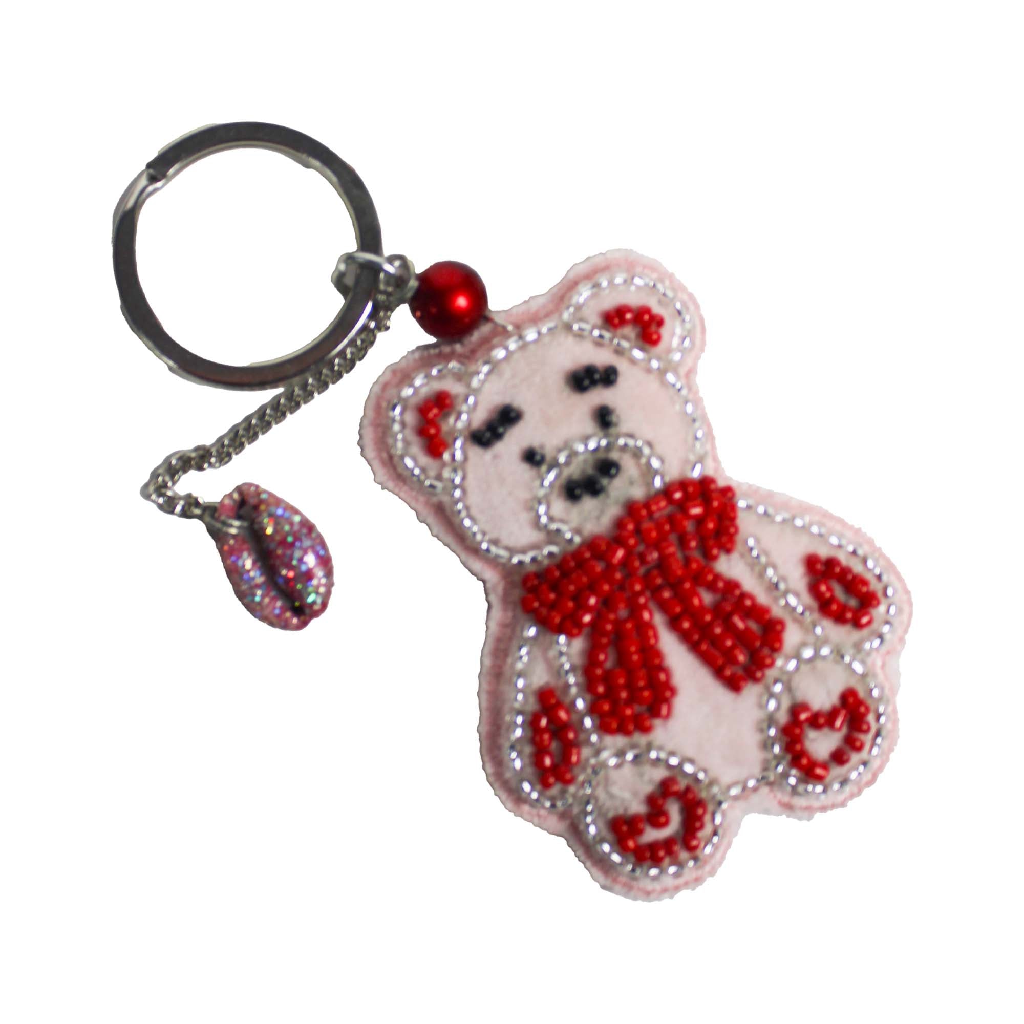 Beaded Teddy Bear Shaped Bag Charm