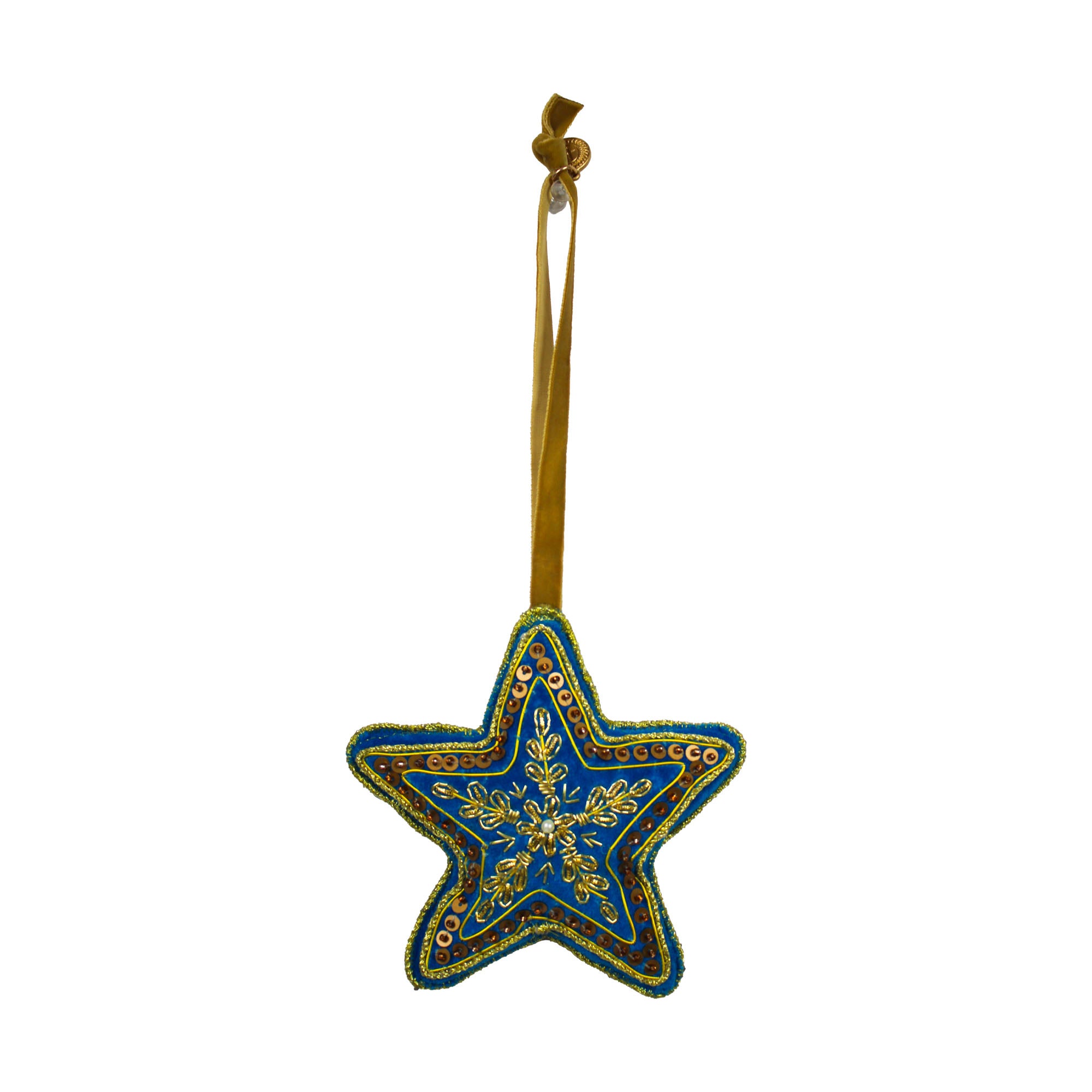 Set of 2 Beaded Star Shaped Christmas Ornament