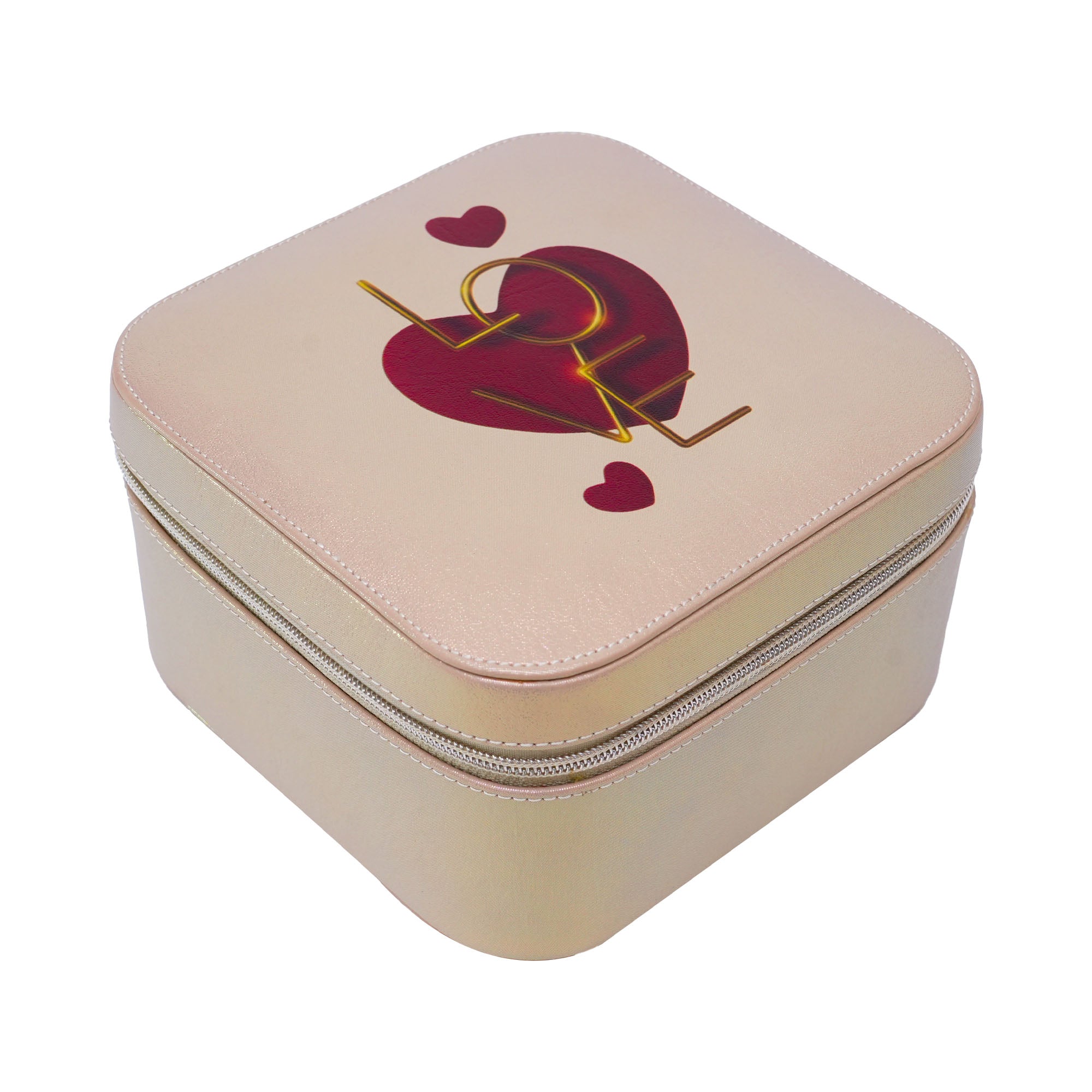 Heart Design Beige Jewellery Box for Valentine Day