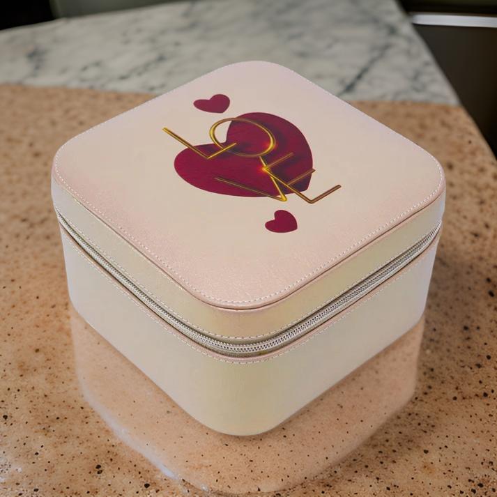  Heart Design Beige Jewellery Box for Valentine Day 