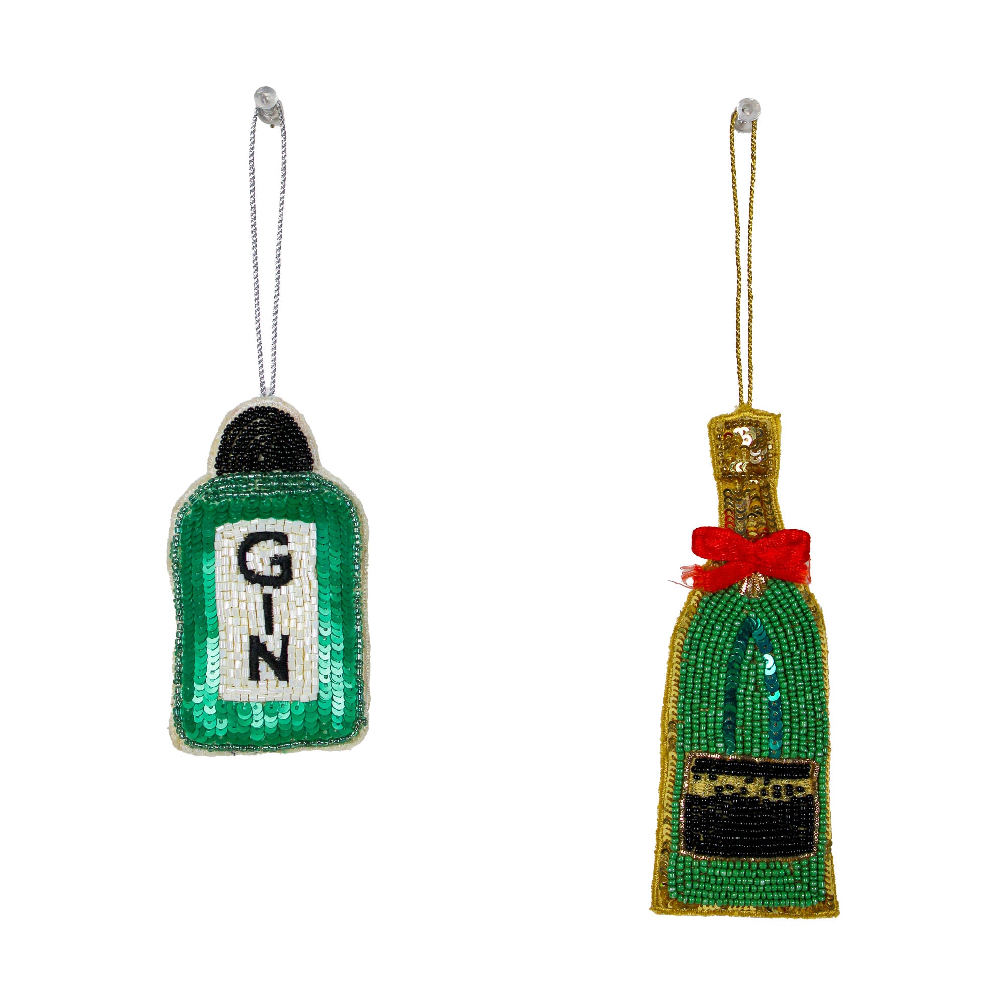 Set of 2 Bottle Shaped Christmas Ornament