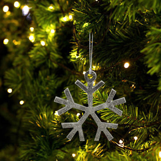 Set of 6 Silver Snowflake Shaped Christmas Hanging Ornaments