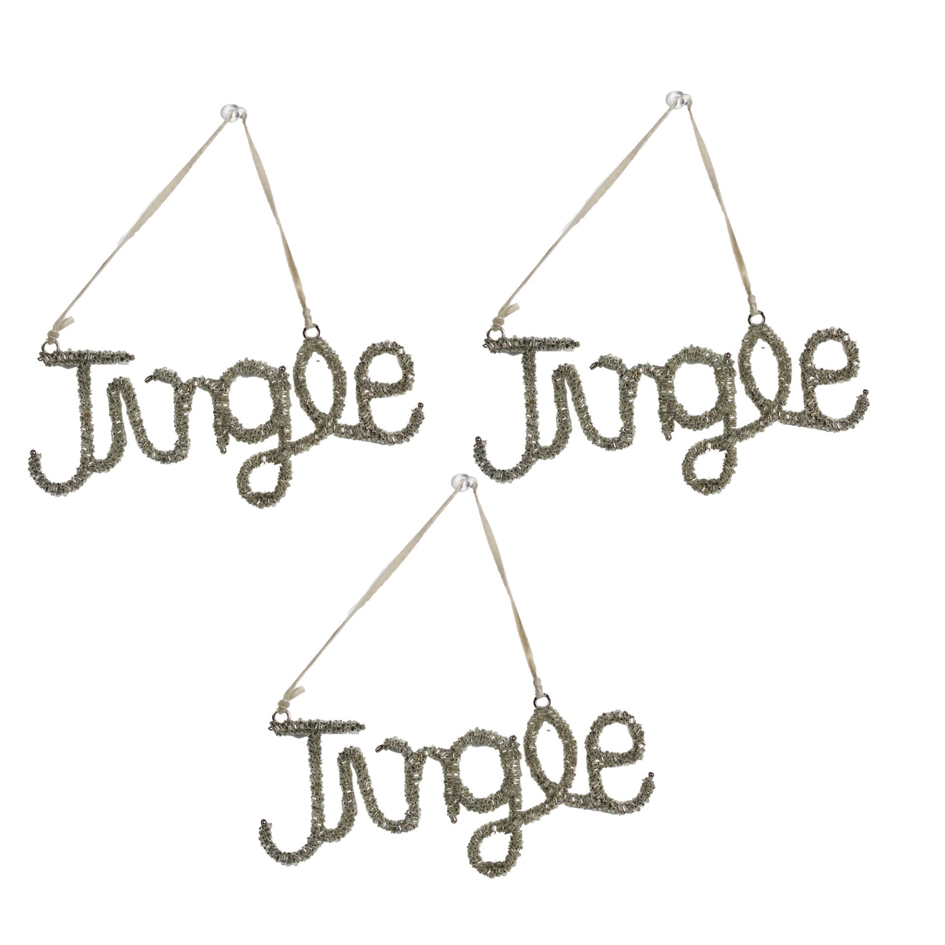 Set of 3 Beaded Jungle Shaped Christmas Tree Ornament