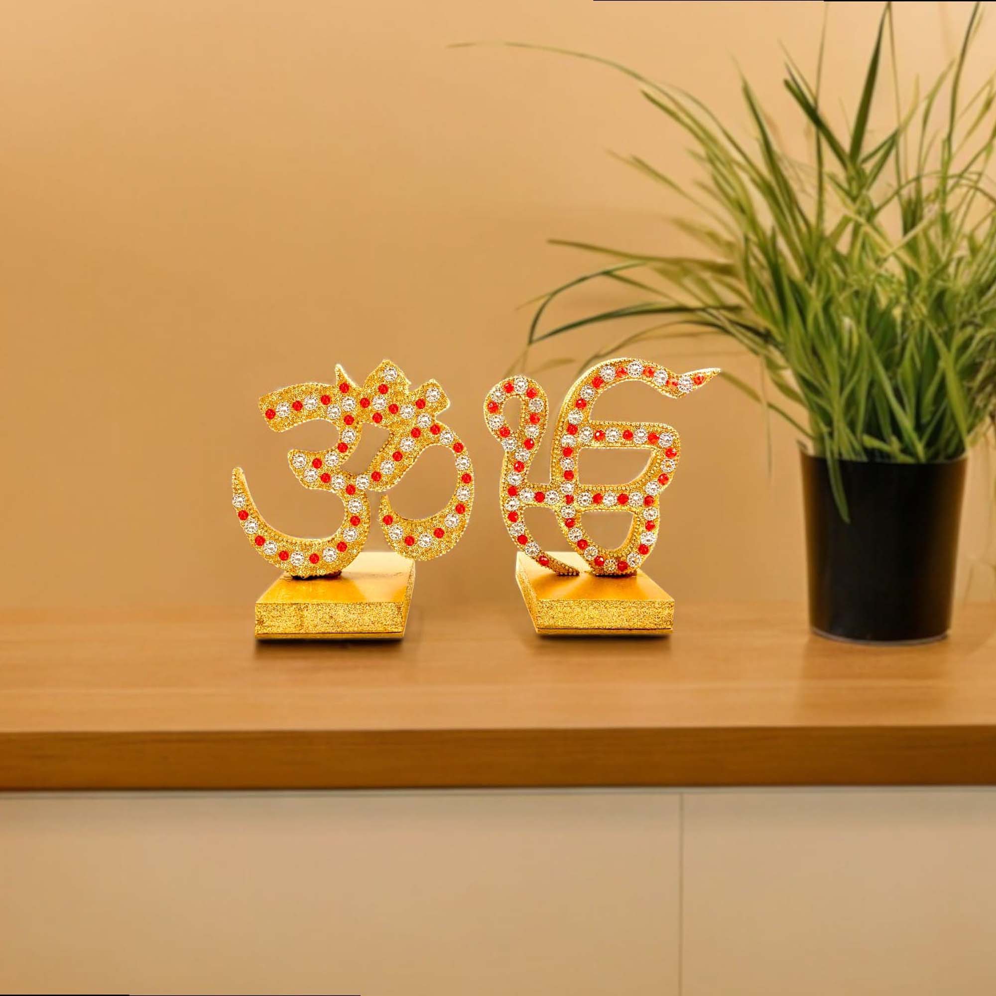 Decorative “Om & Omkara” Beaded, Religious Table Décor-TH-4820