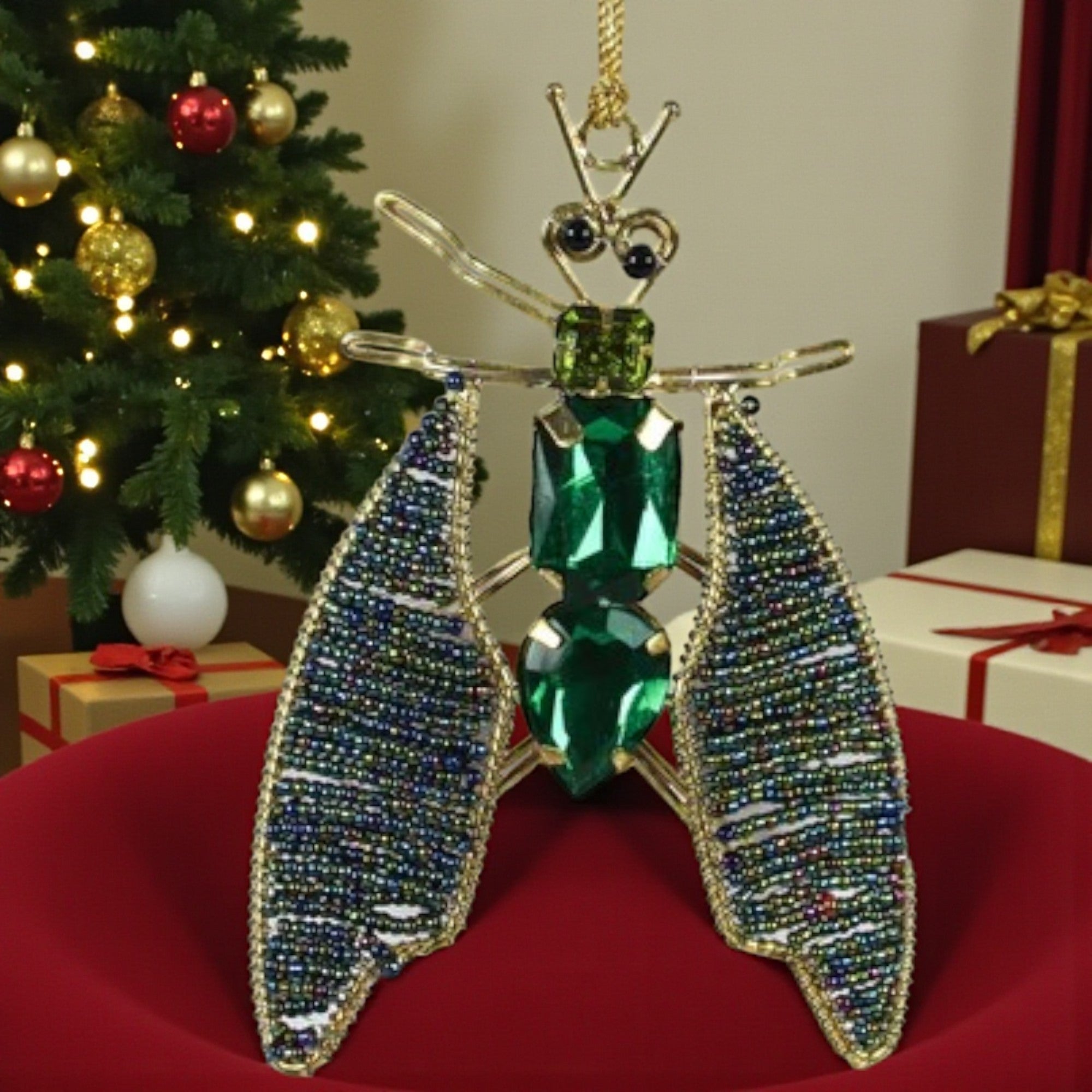  Set of 3 Beaded Bee Shaped Ornaments for Christmas Tree Decoration 