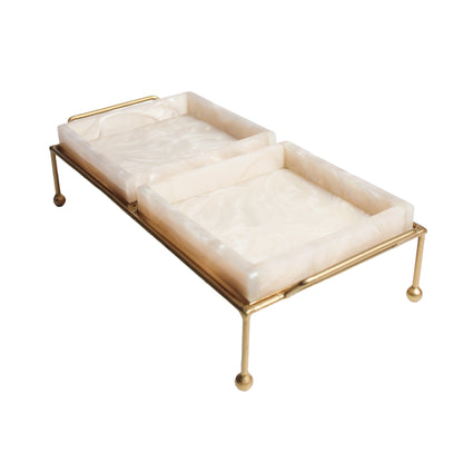 Premium Metal Twin Tray Serving Food Platter