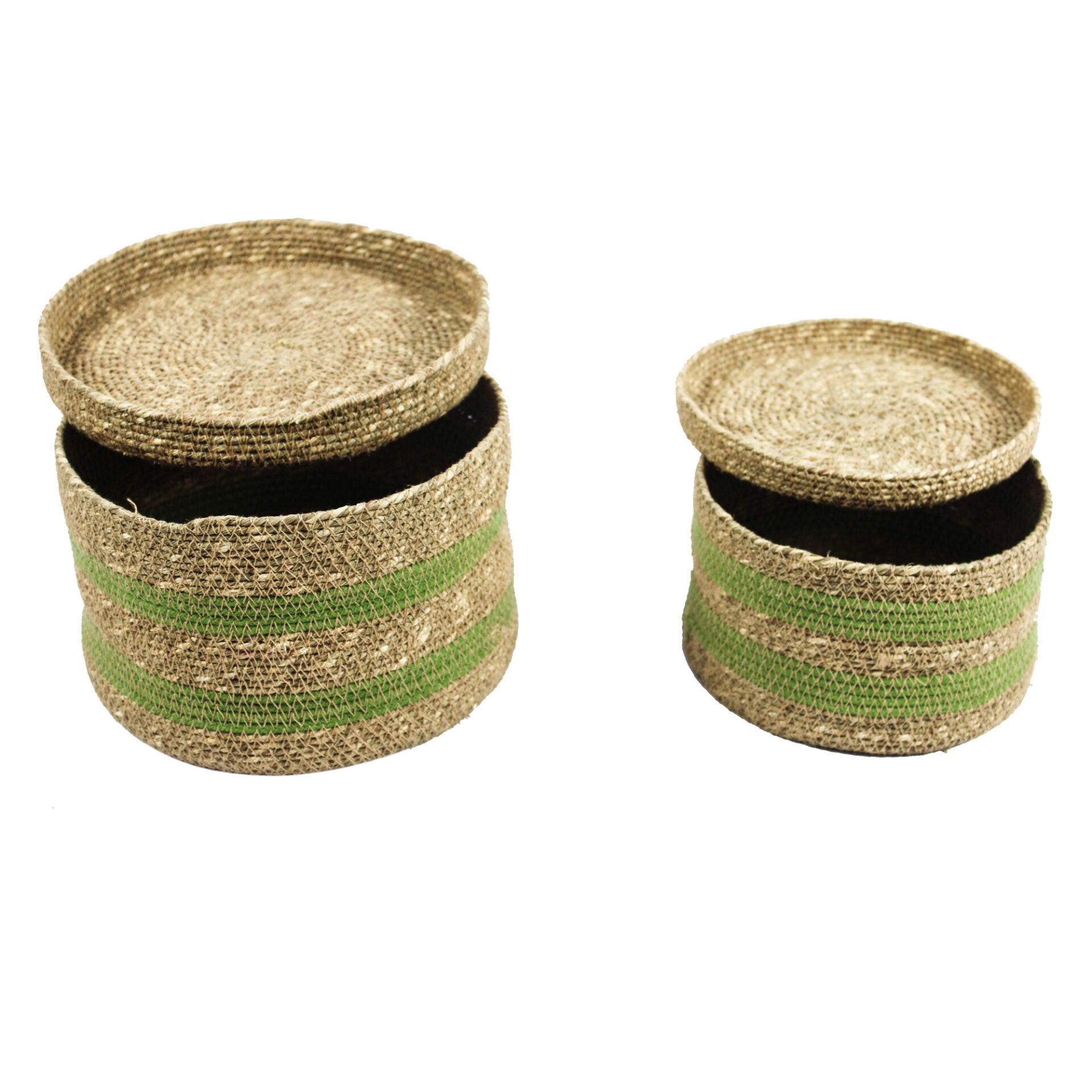Set of 2 Multipurpose Sea Grass Basket with Lid
