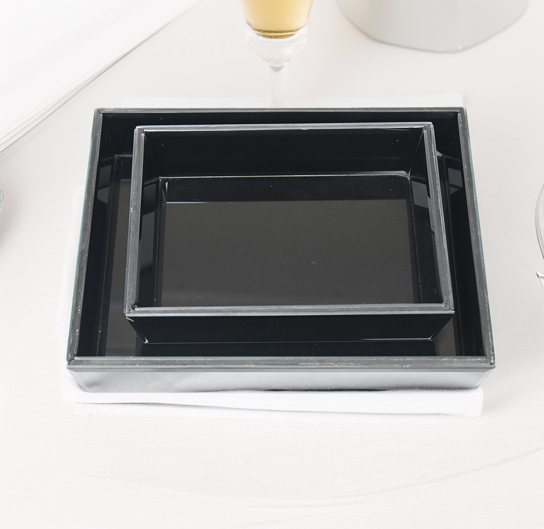 Luxury Black Glass Tray Set of Two