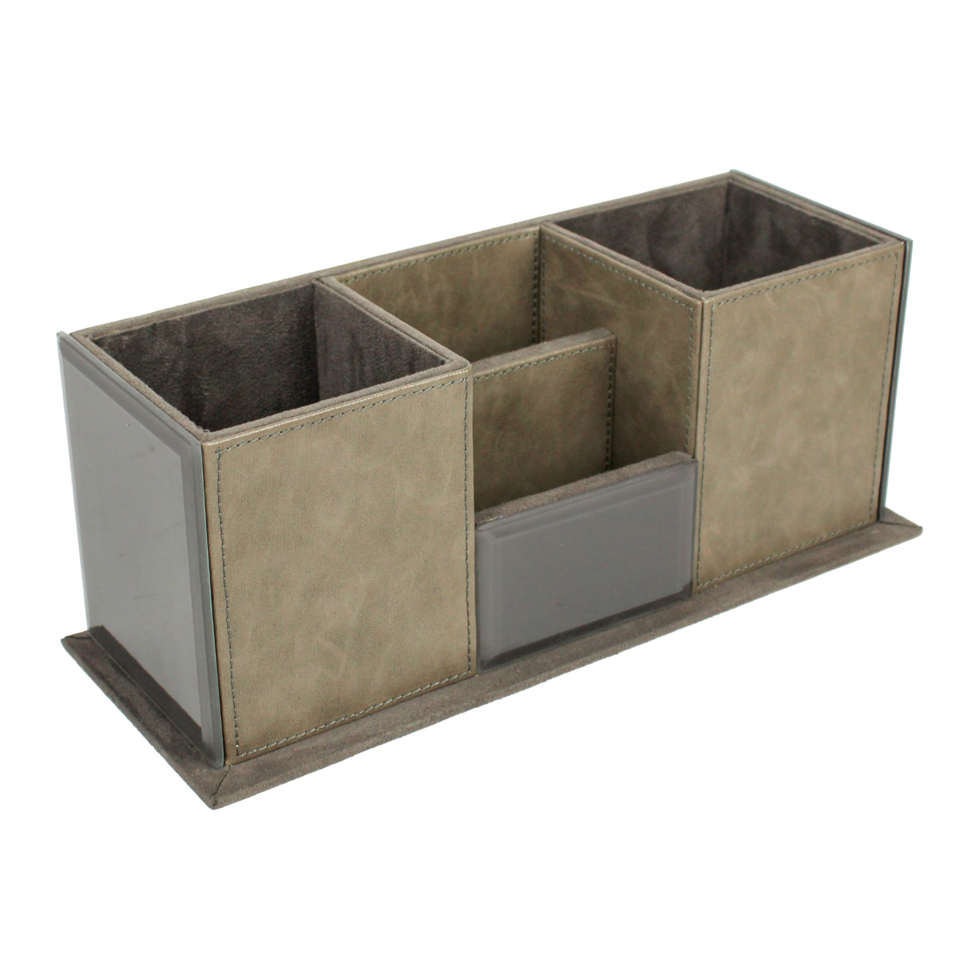 Premium Grey Leatherite Desk Organizer