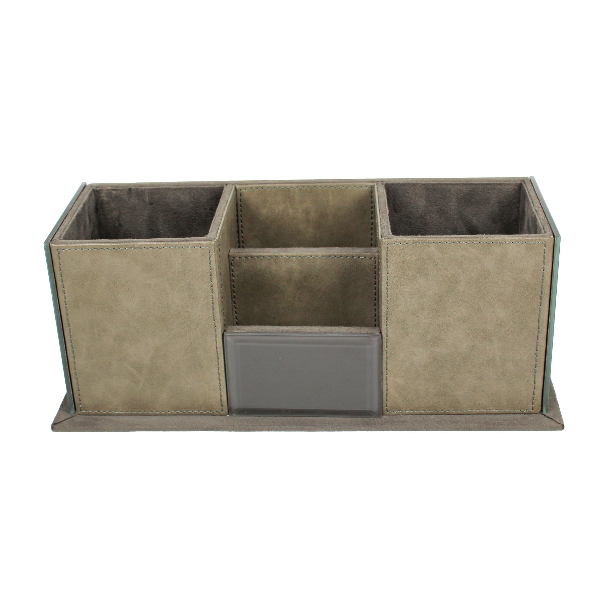 Premium Grey Leatherite Desk Organizer
