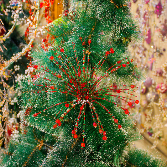 Set of 2 Beaded Red Christmas Tree Decorative Spray