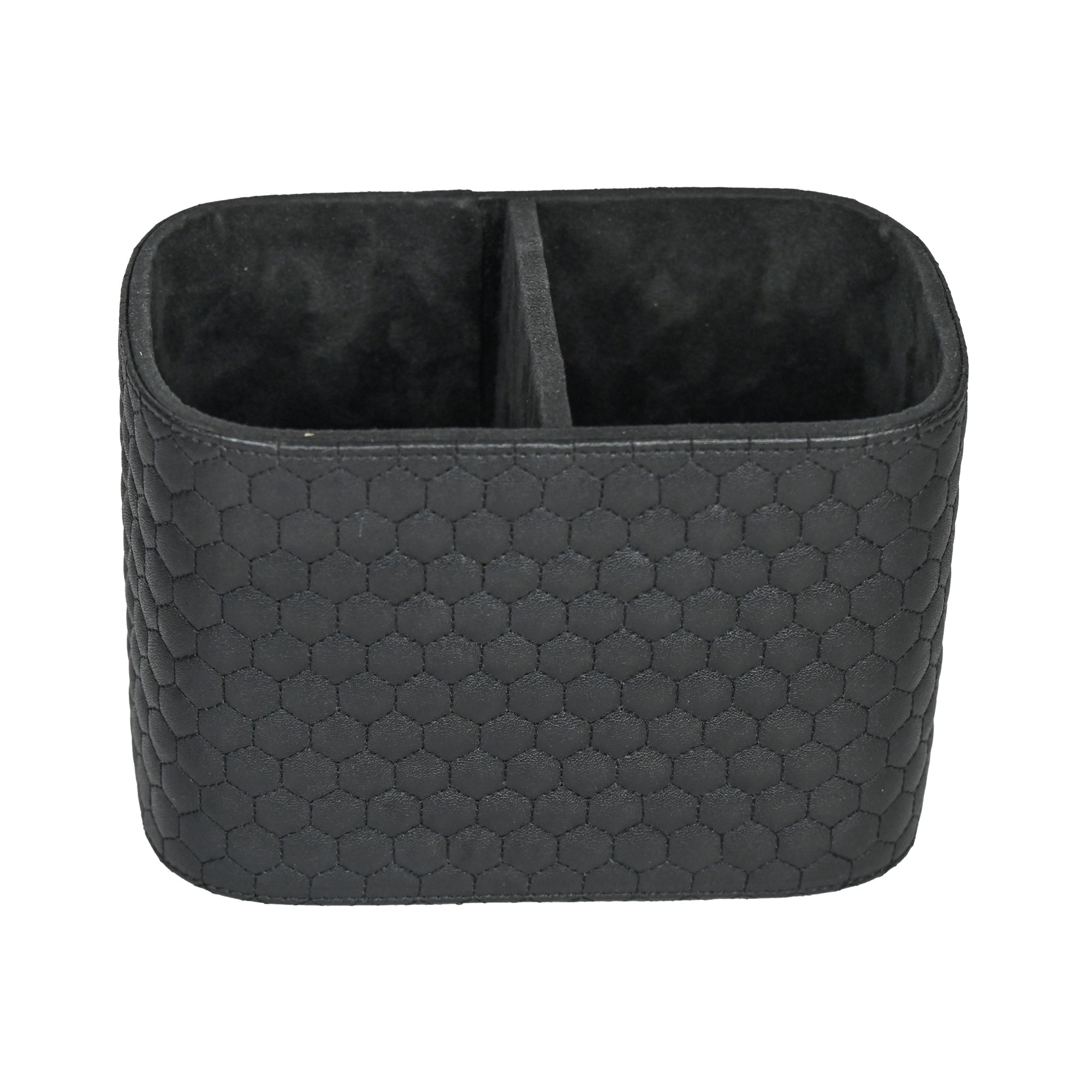 Premium Black Leatherite Double Pen Stand/ Makeup Holder