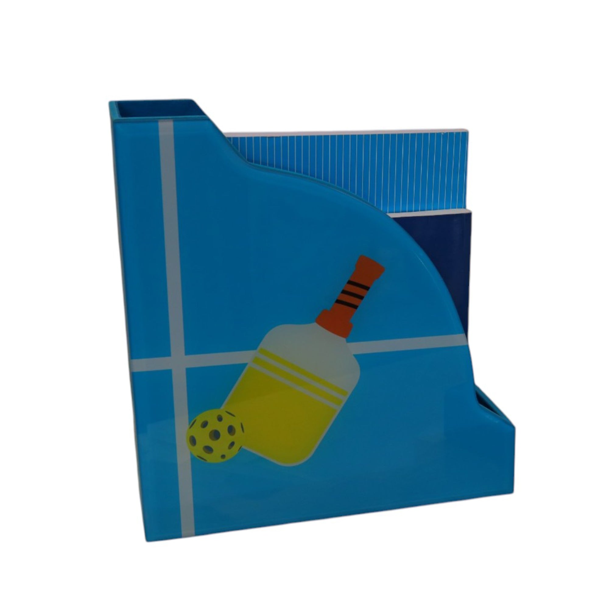 Premium Glass Magazine Holder with Pickle Ball Design