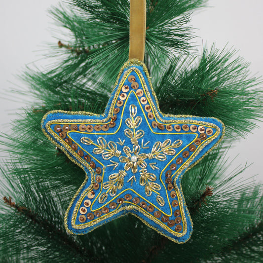 Set of 2 Beaded Star Shaped Christmas Ornament