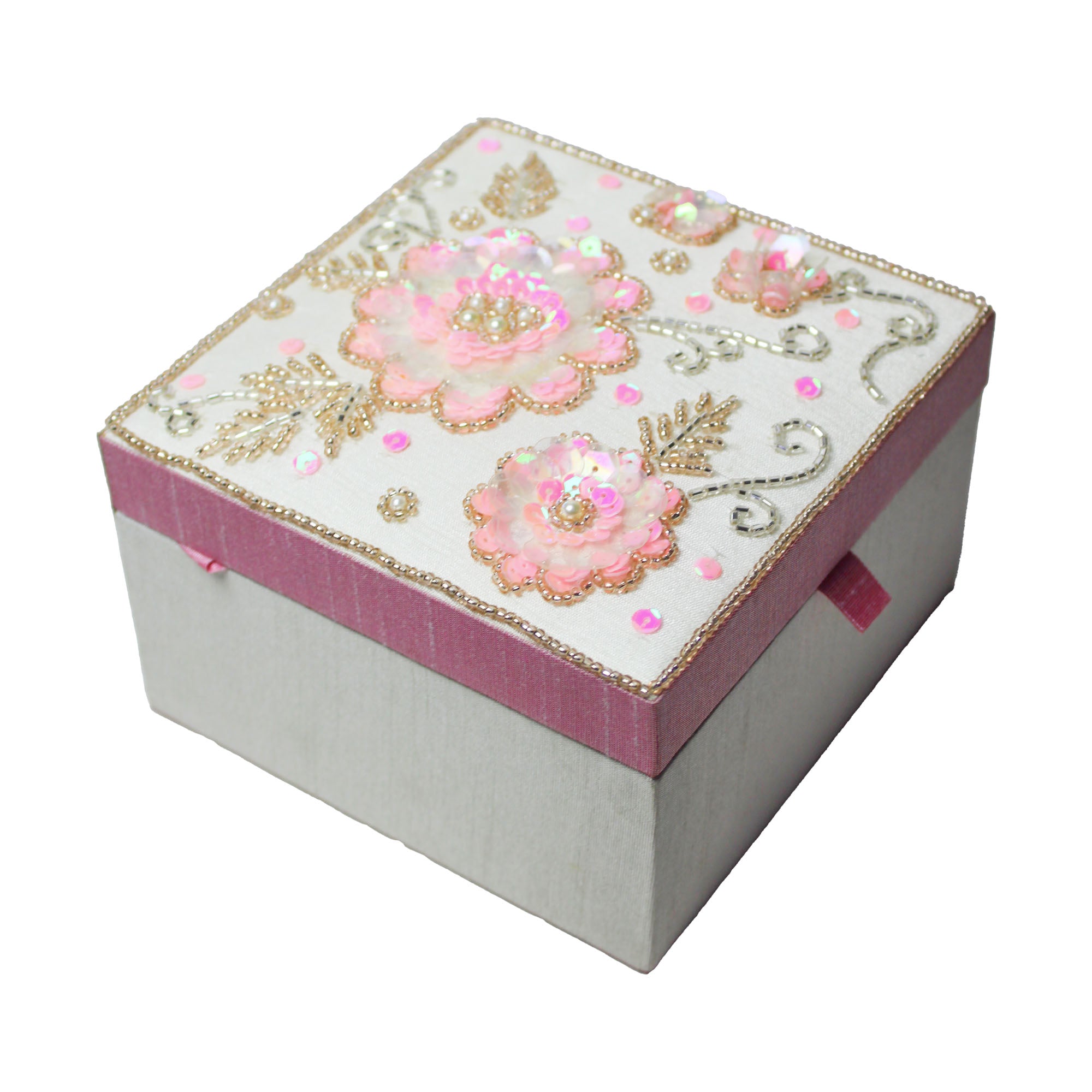 Fabric, Glass Beads & Glass Utility Box