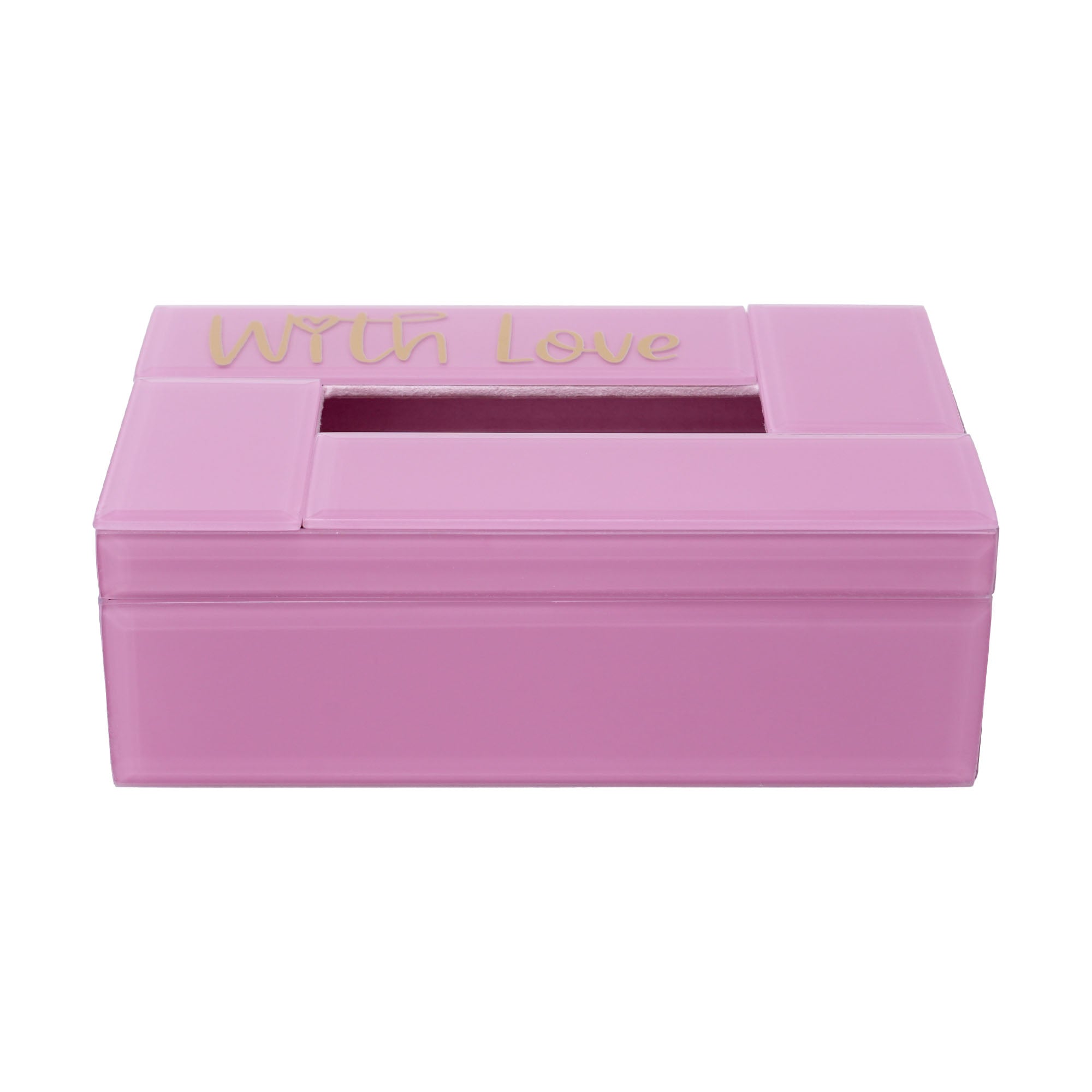 Pink Lacquered Glass Tissue Box