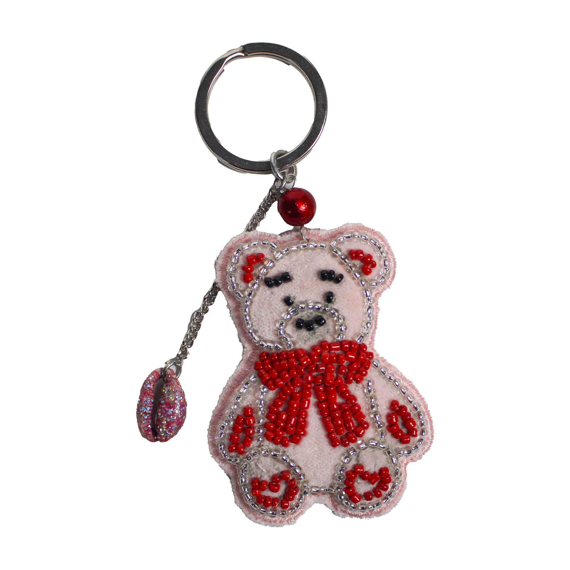 Beaded Teddy Bear Shaped Bag Charm