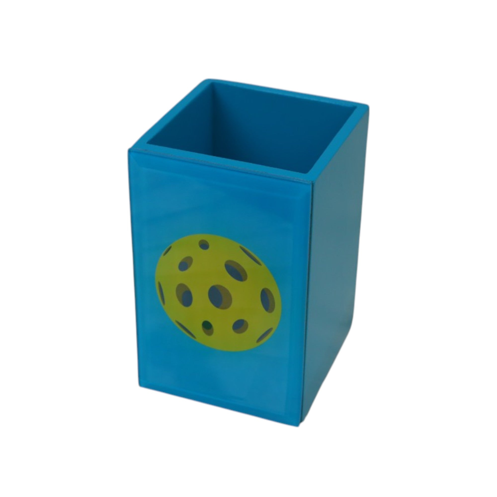 Premium Glass Pen Holder with Pickle Ball Design