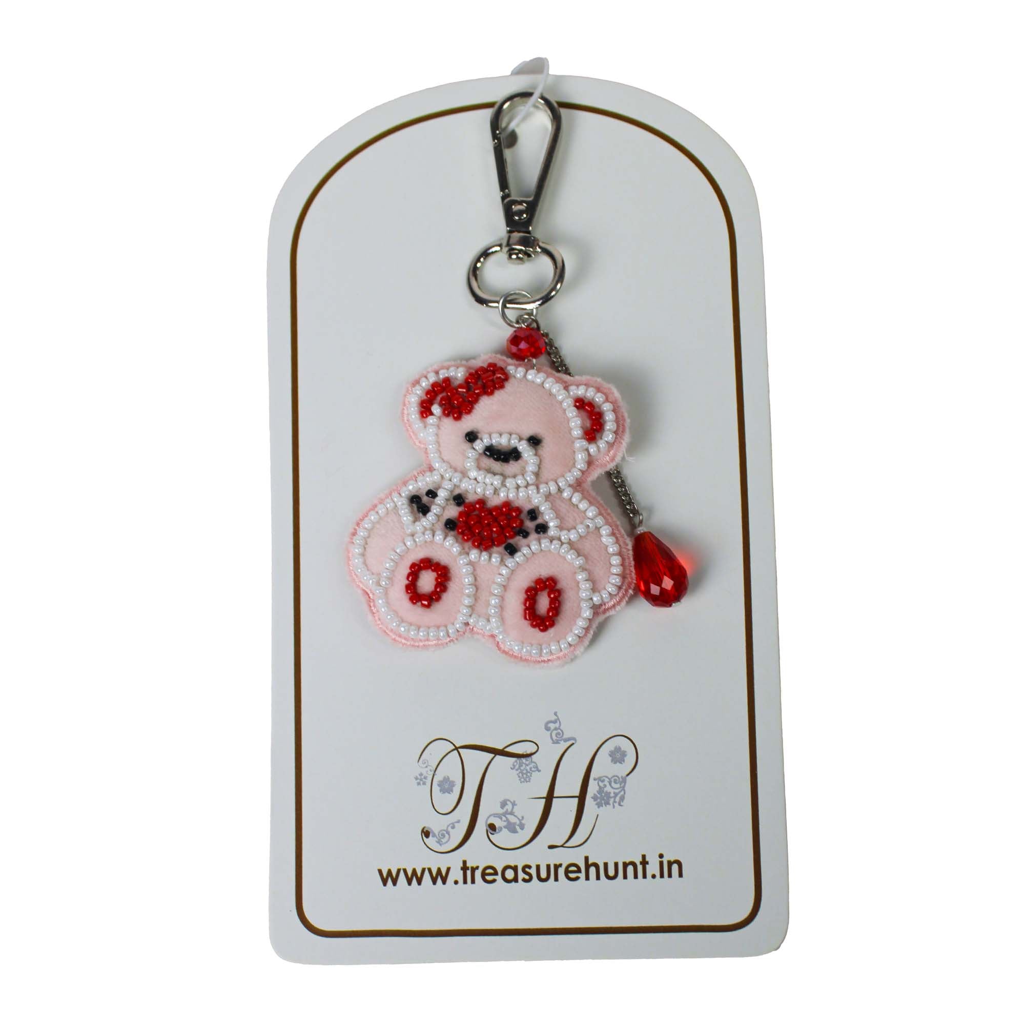 Beaded Teddy Bear Shaped Bag Charm