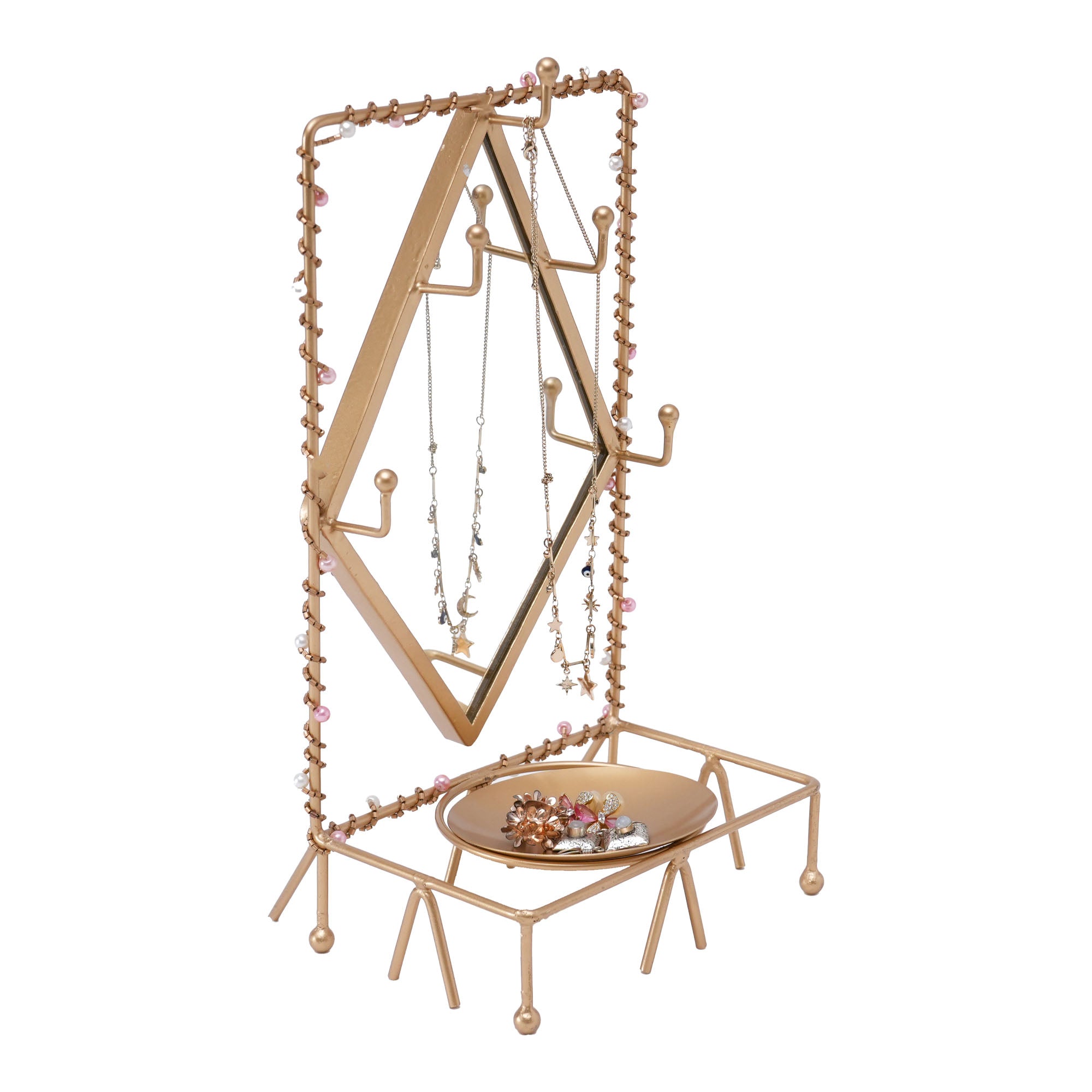 Beaded Jewellery Stand With Mirror