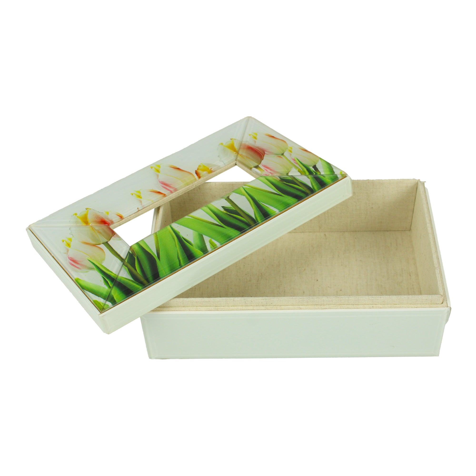 Elegant Lacquered Glass Decorative Tissue Box Holder