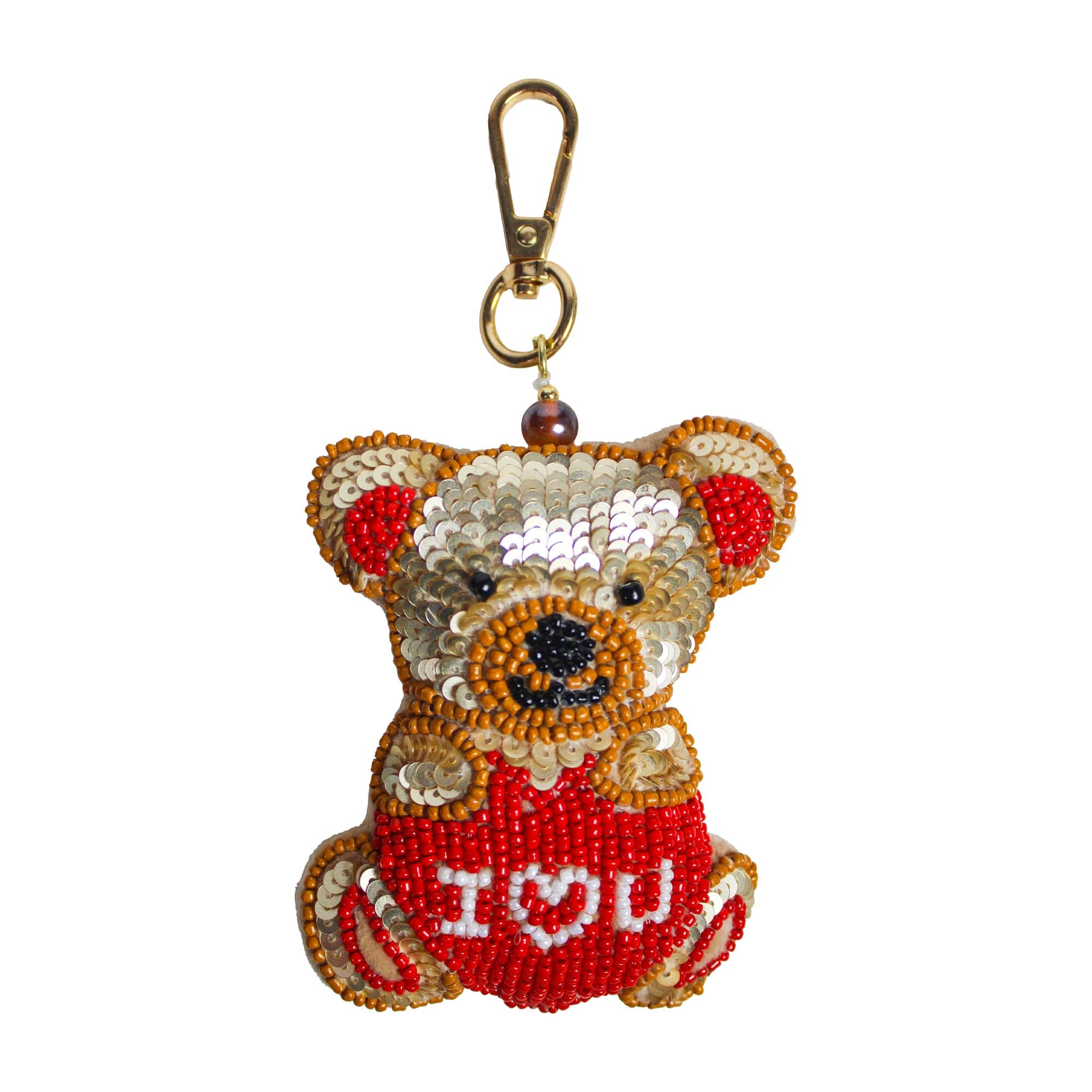 Sequin Work Teddy Bear Shaped Bag Charm