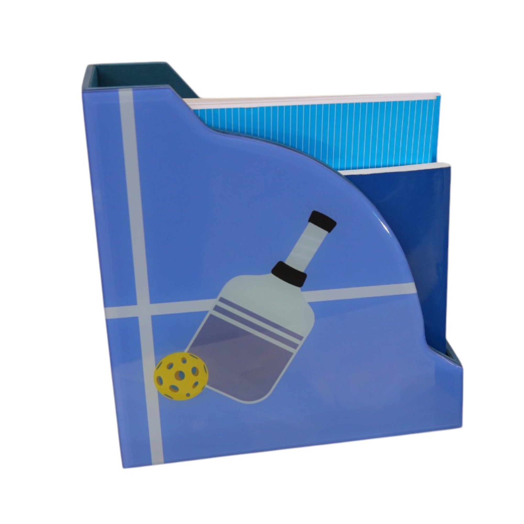 Premium Glass Magazine Holder with Pickle Ball Design