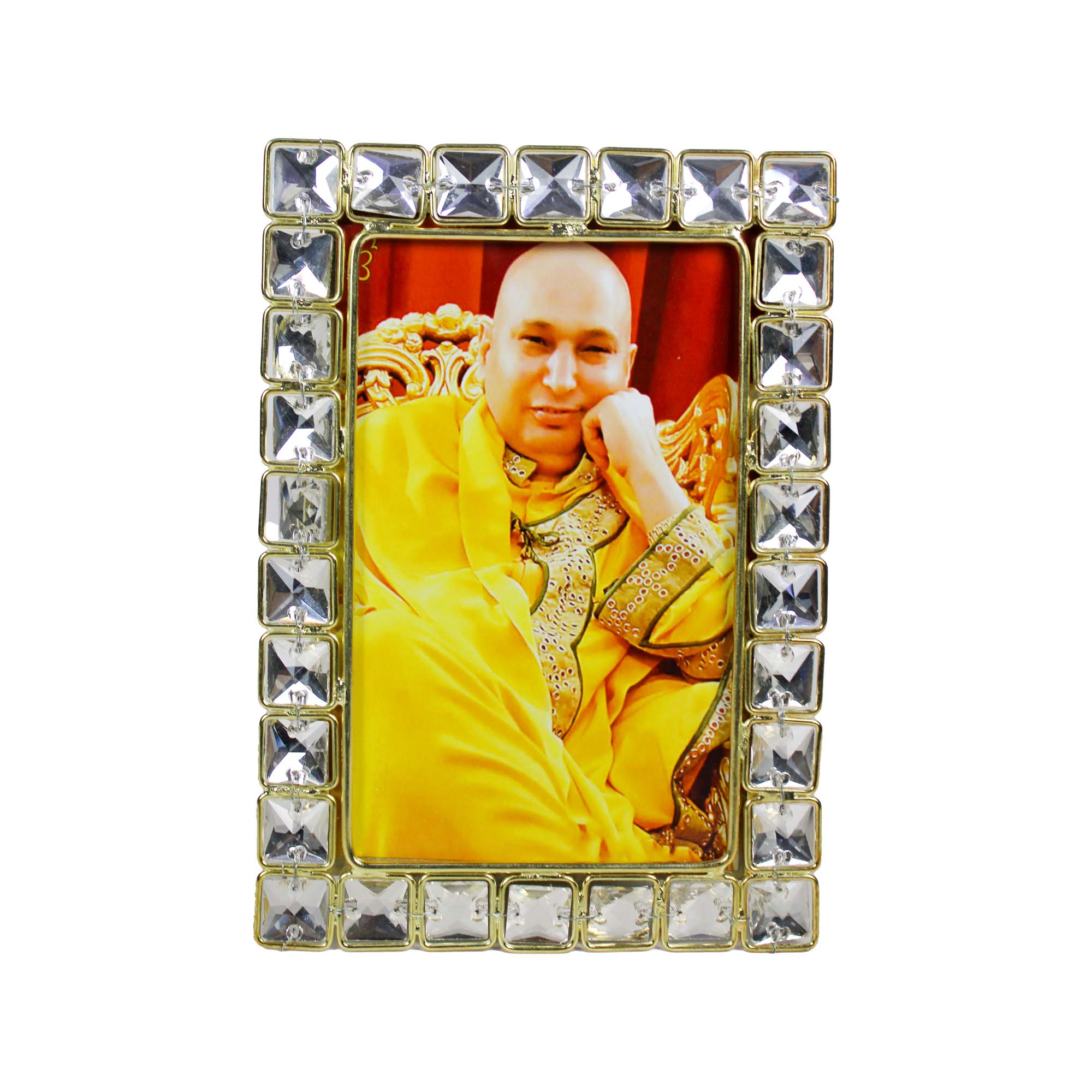 Guru Ji Religious Crystal Jewelled Picture Frame (4x6 Inches)-TH-5849