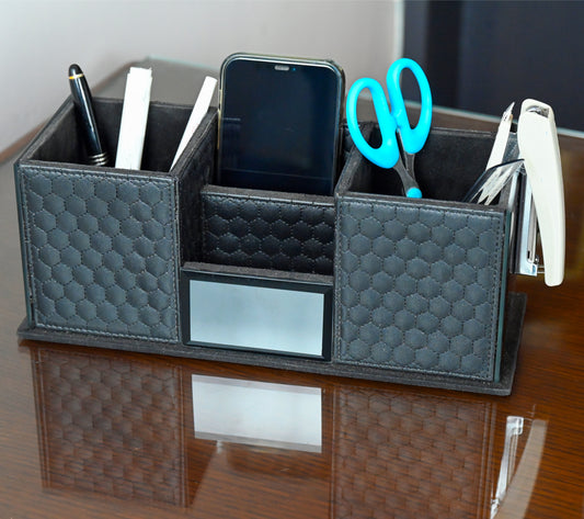 Black Leatherite Desk Organizer