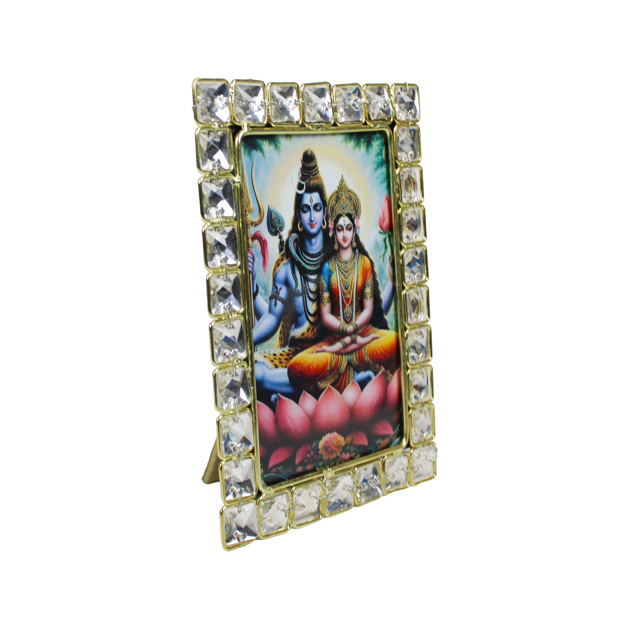 Lord Shiva & Parvati Ji Religious Crystal Jewelled Picture Frame (4x6 Inches)-TH-5847