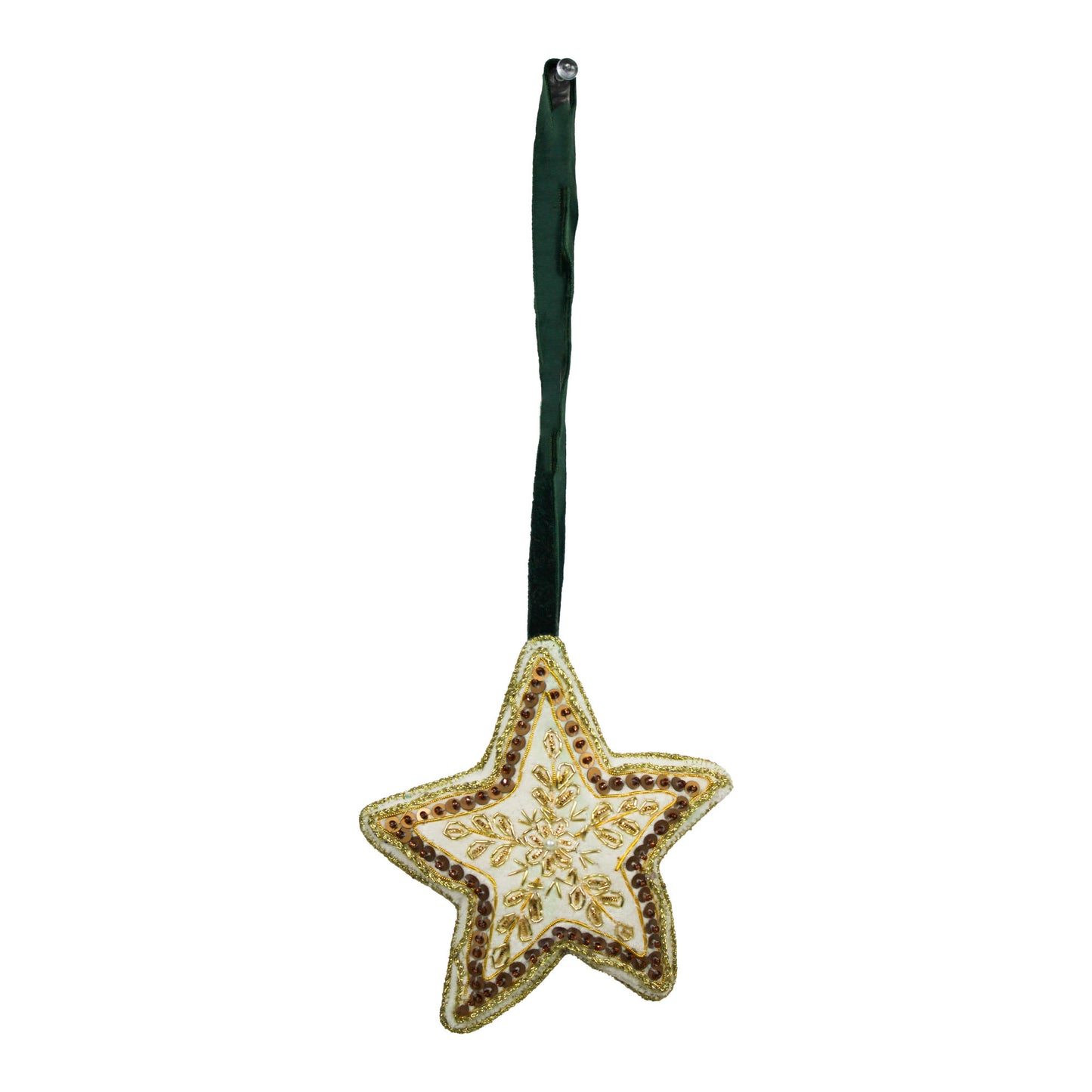 Set of 2 Beaded Star Shaped Christmas Ornament