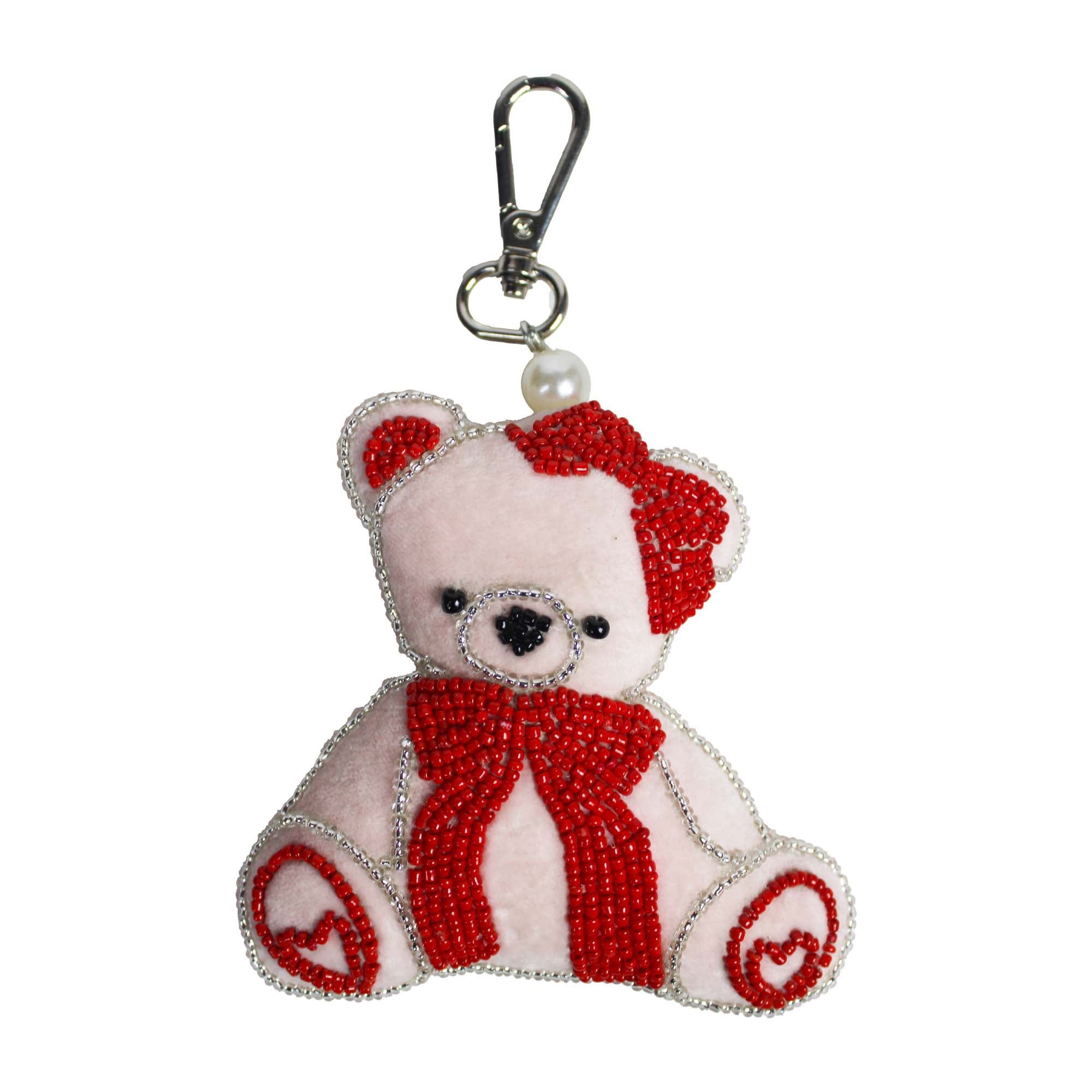 Beaded Teddy Bear Shaped Bag Charm