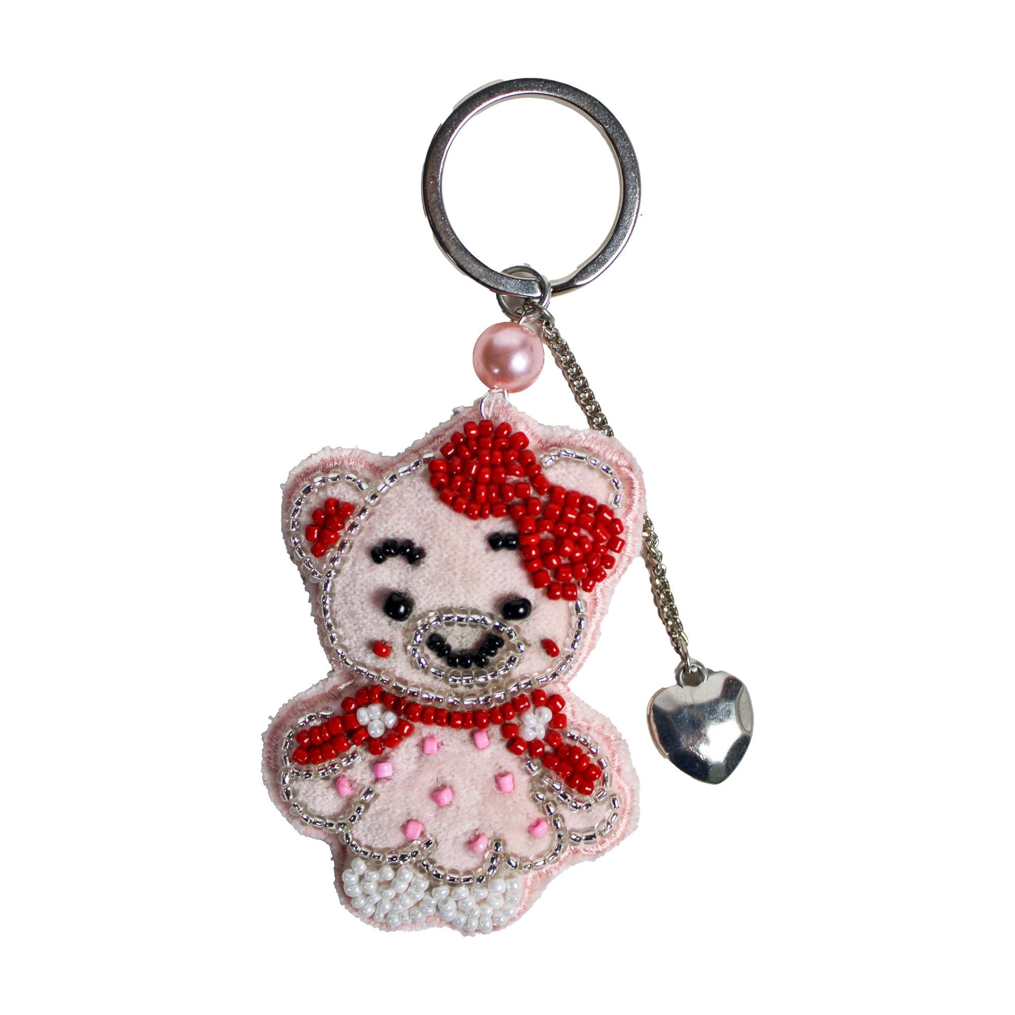 Beaded Teddy Bear Shaped Bag Charm