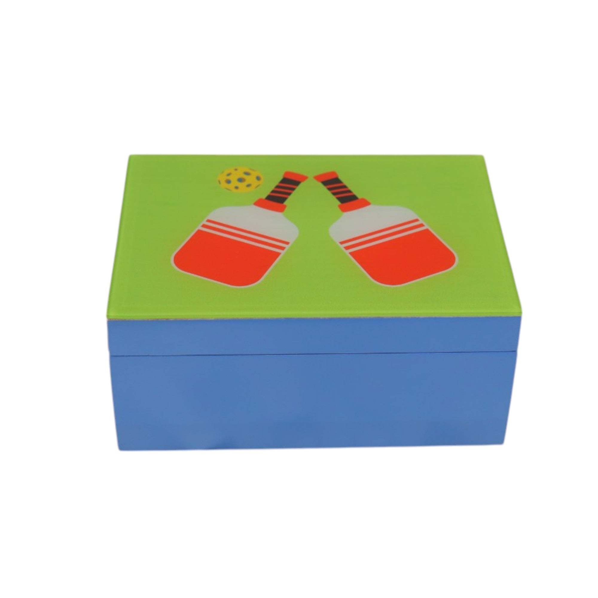 Premium Green Glass Small Storage Box with Pickle Ball Design