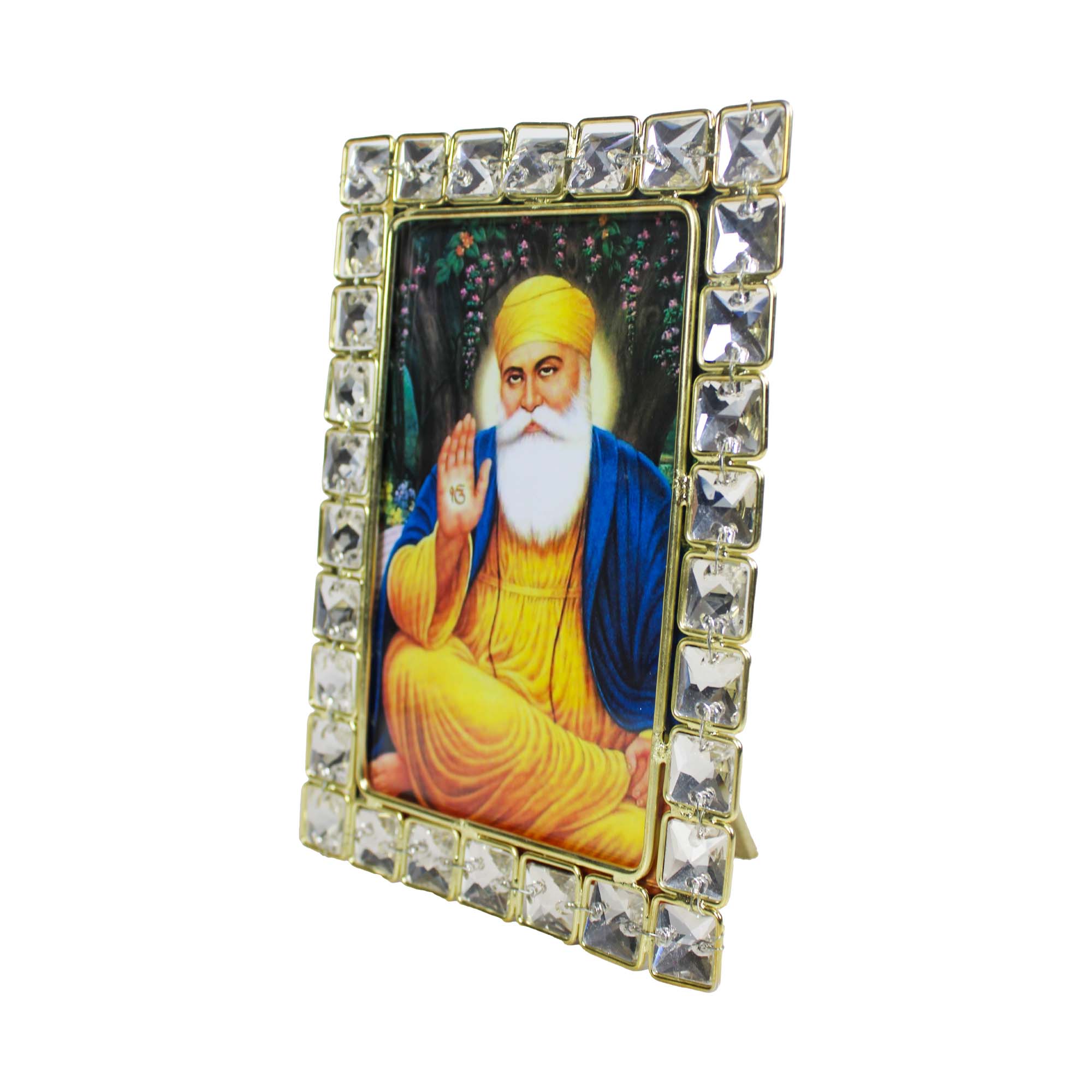 Gurunank Dev Ji Religious Crystal Jewelled Picture Frame (4x6 Inches)
