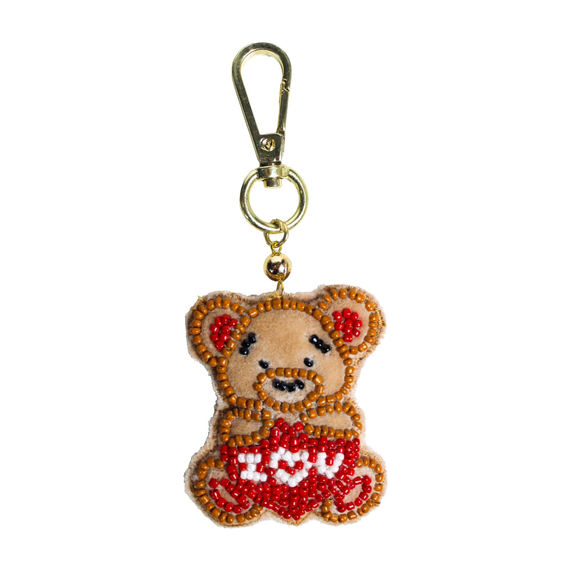 Beaded Teddy Bear Shaped Bag Charm