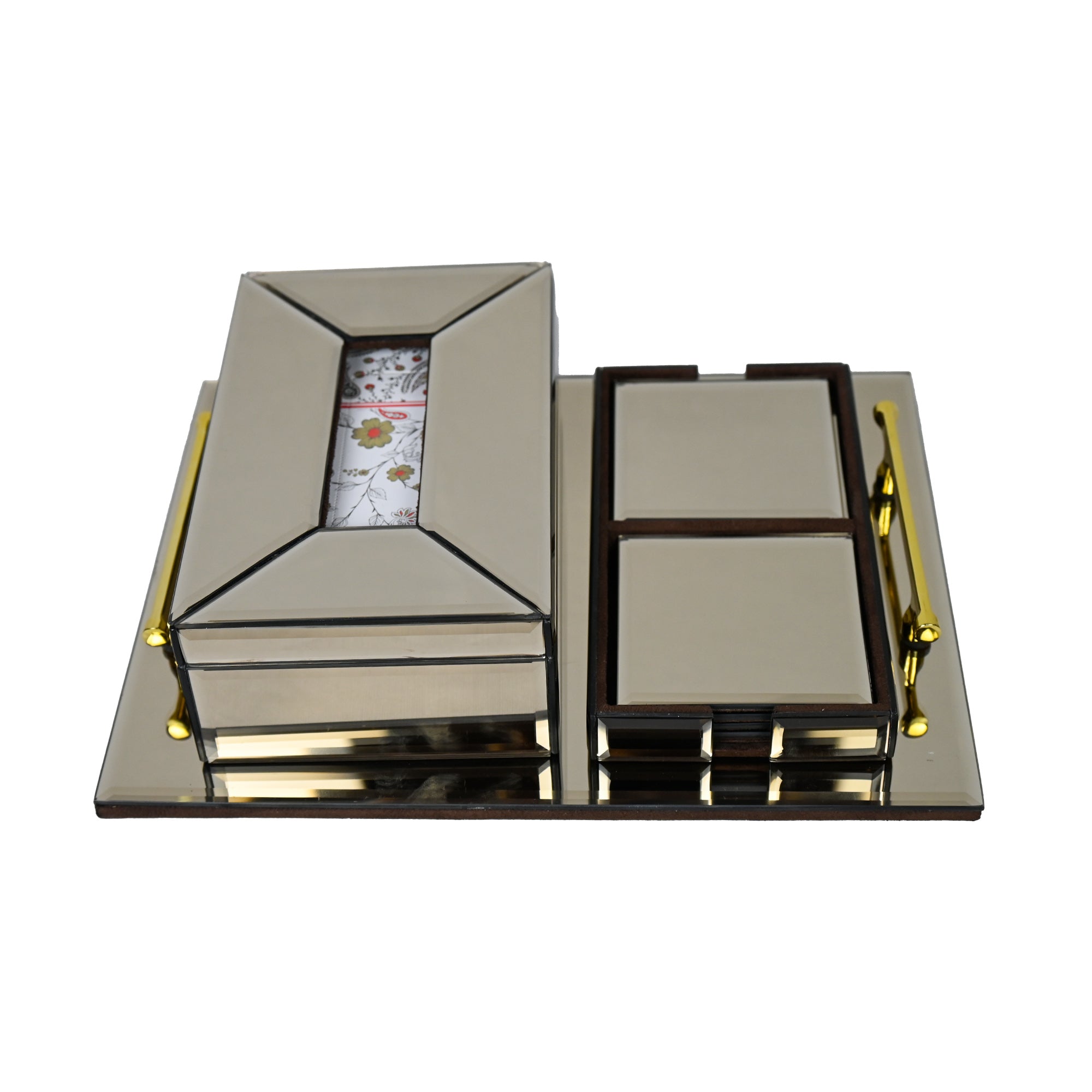 Premium Brown Mirror Hamper Set of 3