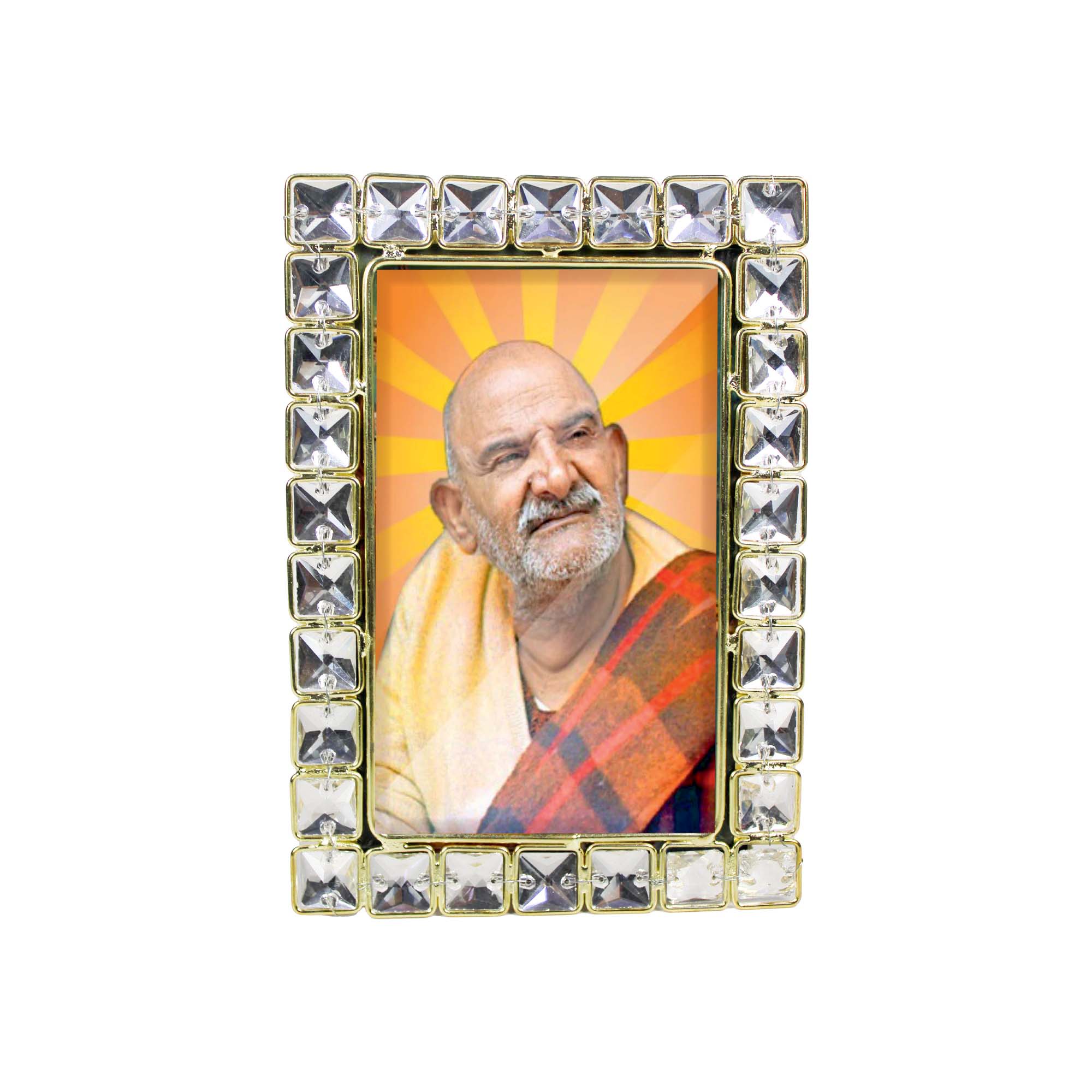 Neem Karoli Baba Religious Crystal Jewelled Picture Frame (4x6 Inches)-TH-5851