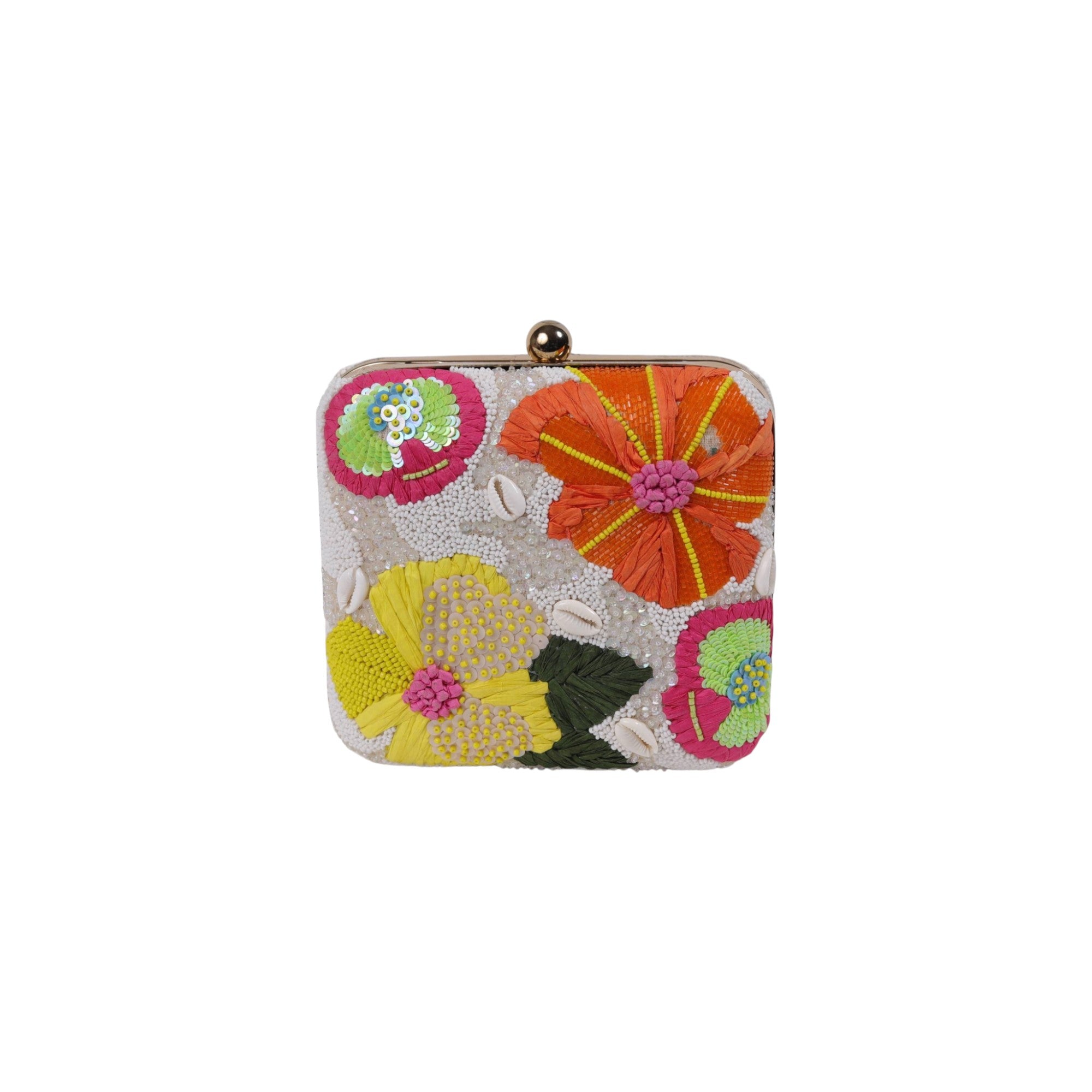 Beaded Floral Clutch Bag