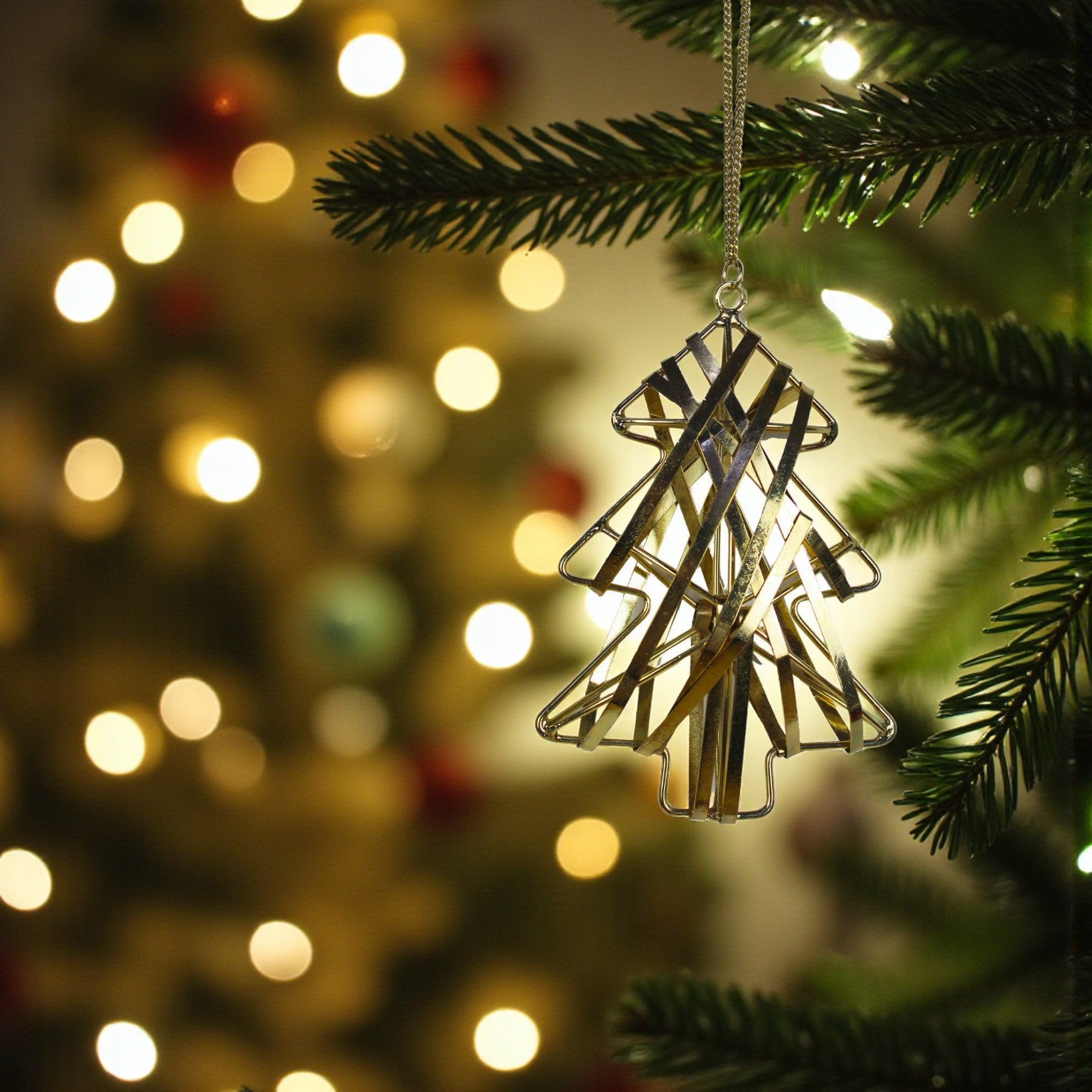 Gold Colored Metal Christmas Tree Hanging Ornament