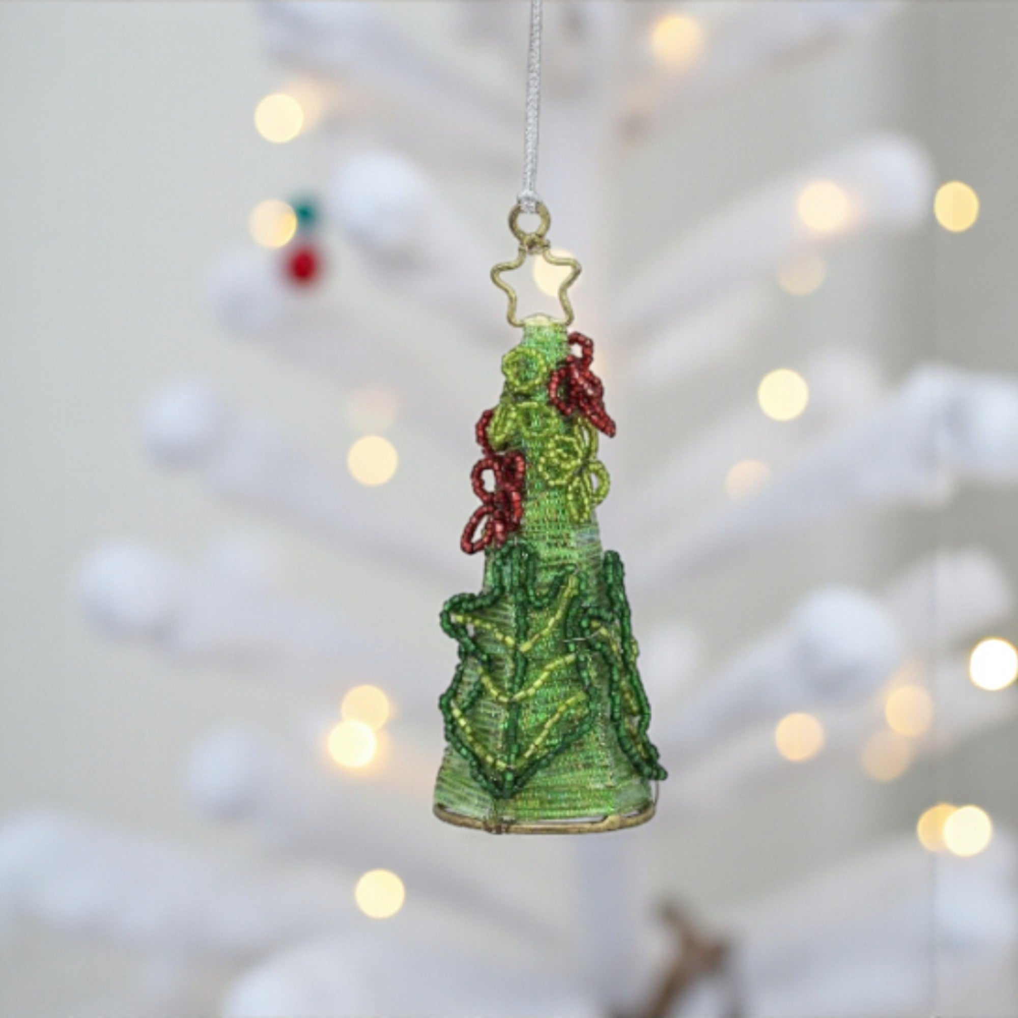 Set of 4 Beaded Tree Shaped for Christmas Tree Decoration