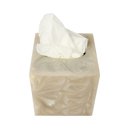 Beige Resin Square Tissue Box